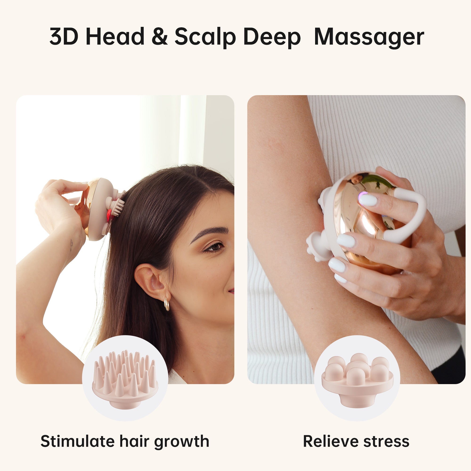 Comfier Head Massager Comfier Cordless Scalp Massager Hair Growth with 3 kneading Modes, Waterproof Head Massager with 8 Claws for Deep Cleansing, Head Scratcher CF-4402