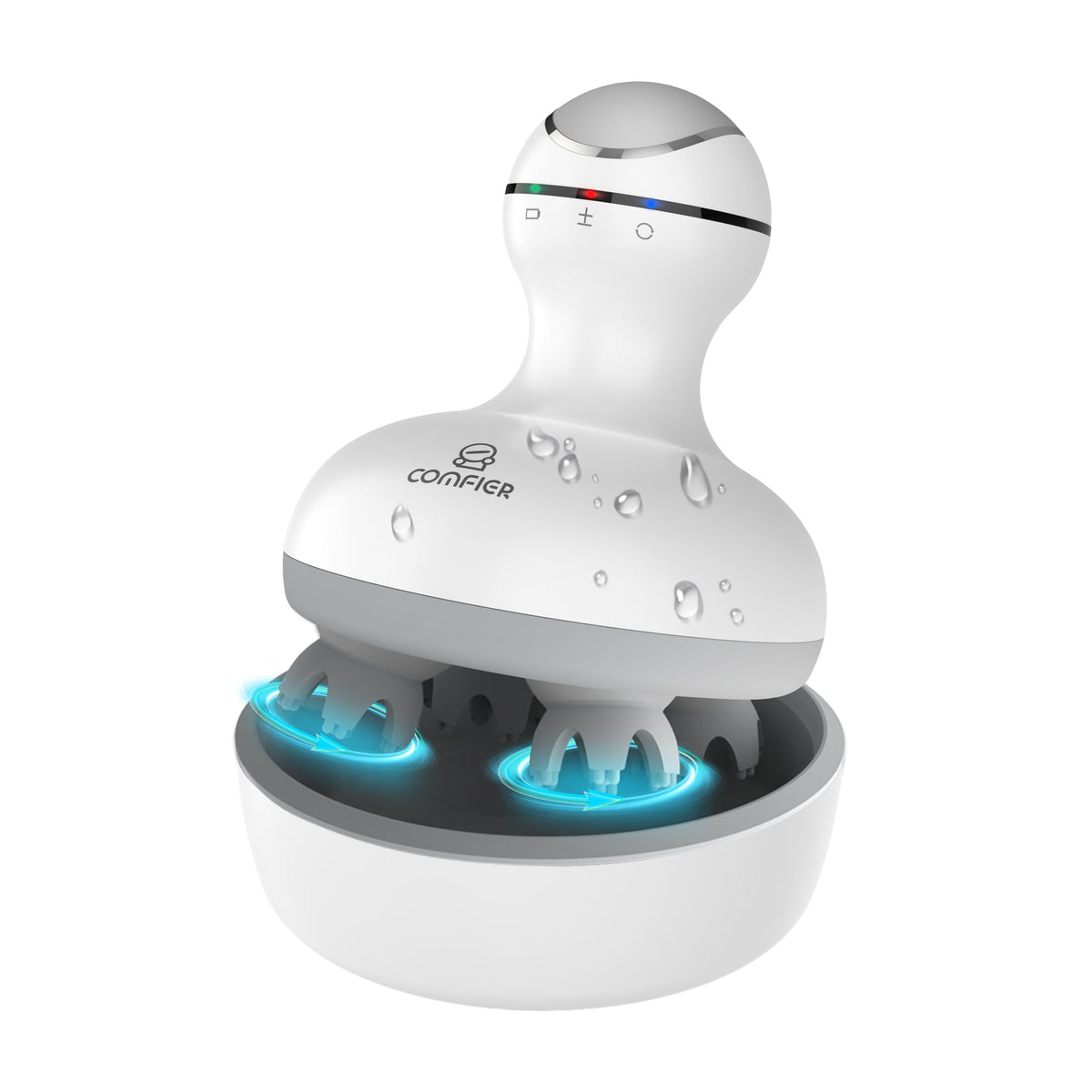 White COMFIER CF-4902 cordless scalp massager with four silicone massage heads