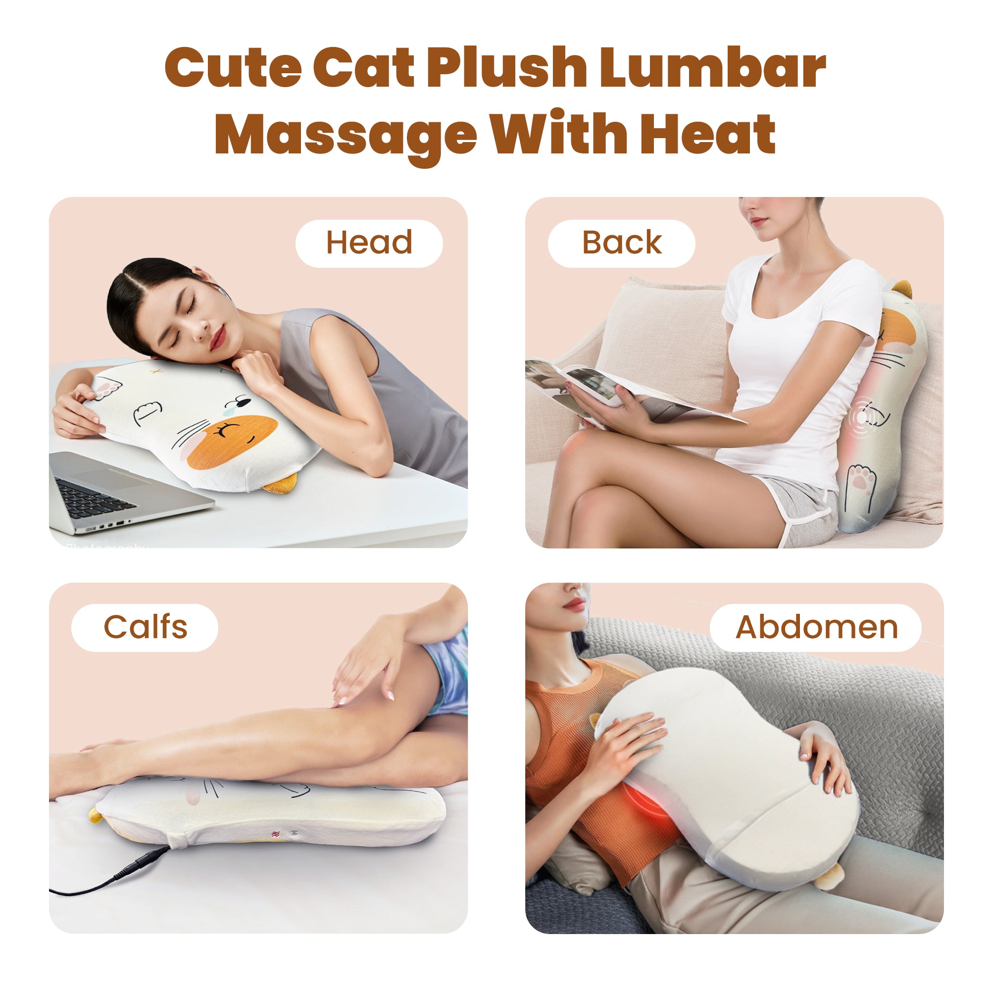 Comfier Heating Pad COMFIER Back Lumbar Support Pillow,3 Vibration Modes & 2 Heat Levels Massage Pillow, 30 Mins Timer Setting Memory Foam Lumbar Support Pillow for Office Chair CF-1403WM