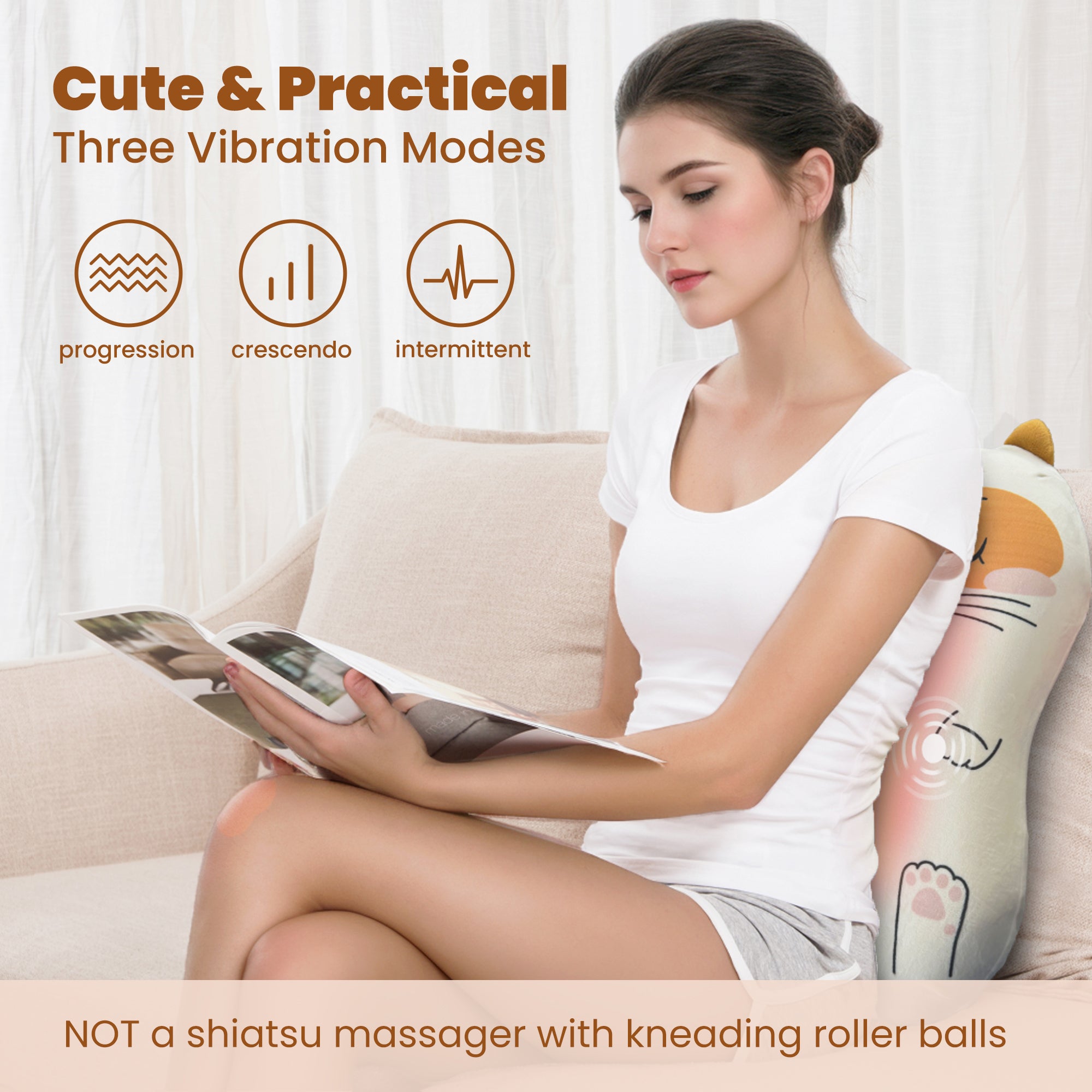 Comfier Heating Pad COMFIER Back Lumbar Support Pillow,3 Vibration Modes & 2 Heat Levels Massage Pillow, 30 Mins Timer Setting Memory Foam Lumbar Support Pillow for Office Chair CF-1403WM