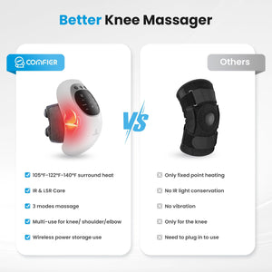 Comfier Knee Massager Comfer Cordless Knee Massager with Heat and Red Light Therapy, Vibration Rechargeable Knee Support for knee Pain with LED Screen CF-5320