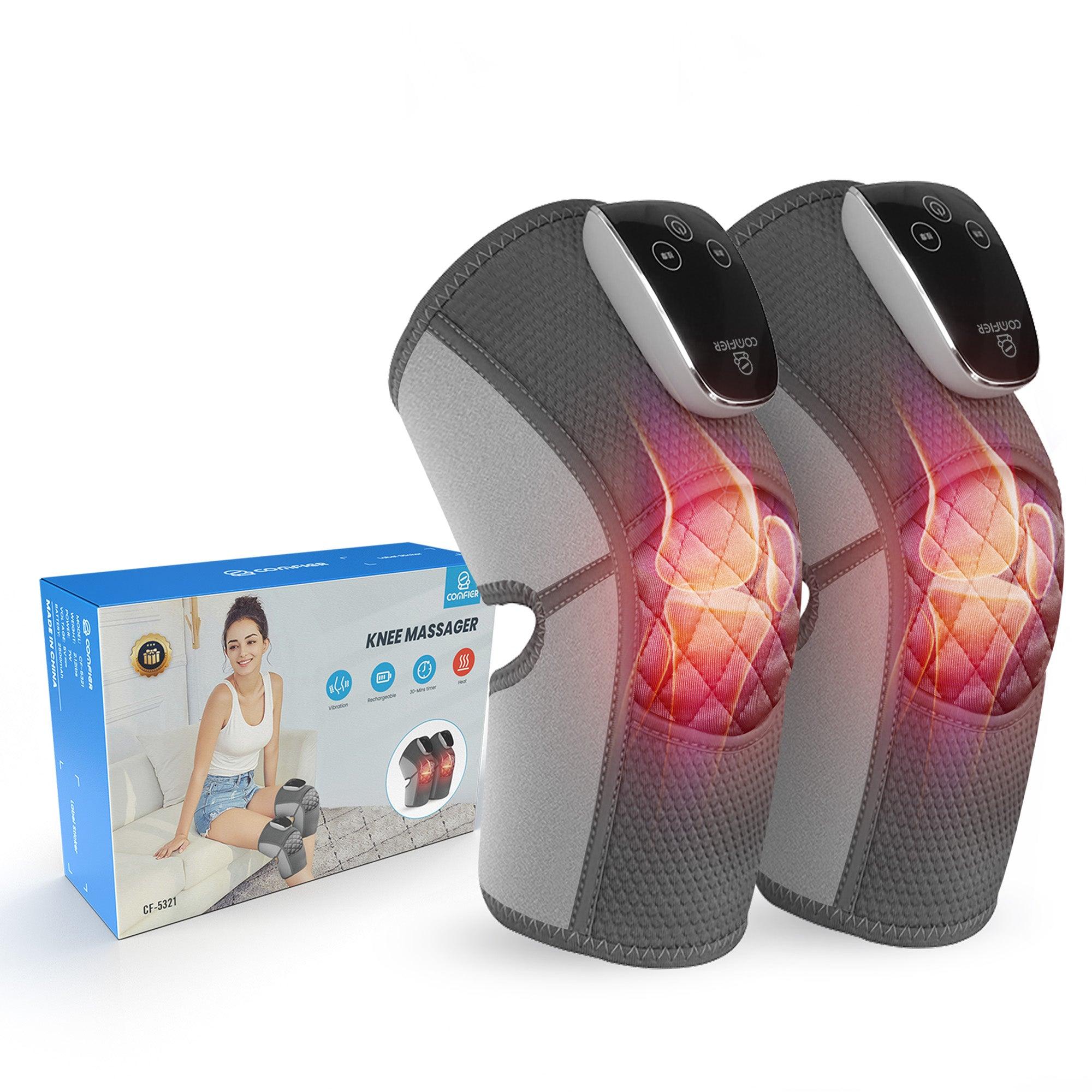 Comfier Knee Massager Comfier Cordless Knee Massager with Heat, Vibration Knee Brace Wrap for Arthritis Pain Relief, 3-in-1 Heating Pad for Knee Shoulder Elbow, Knee Warmer, Electric Knee Support Pad Sleeve (Pair Pack) CF-5321