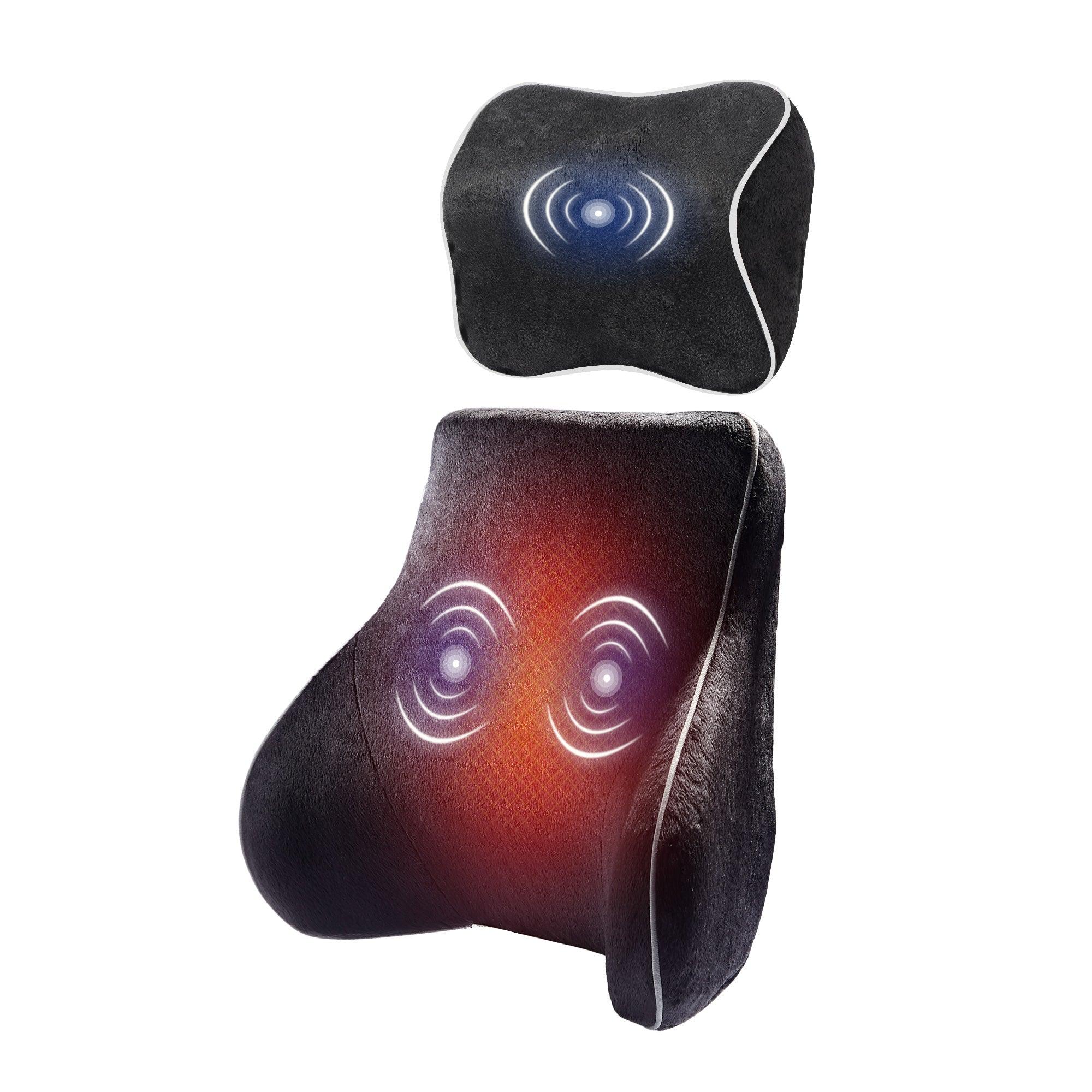 Comfier Lumbar Support & Massager Black-Upgrade Model Comfier Back Lumbar Support Pillow for Office Chair, Chair Pillow for Back Support with 3 Vibration Modes & 2 Heat Levels CF-1503