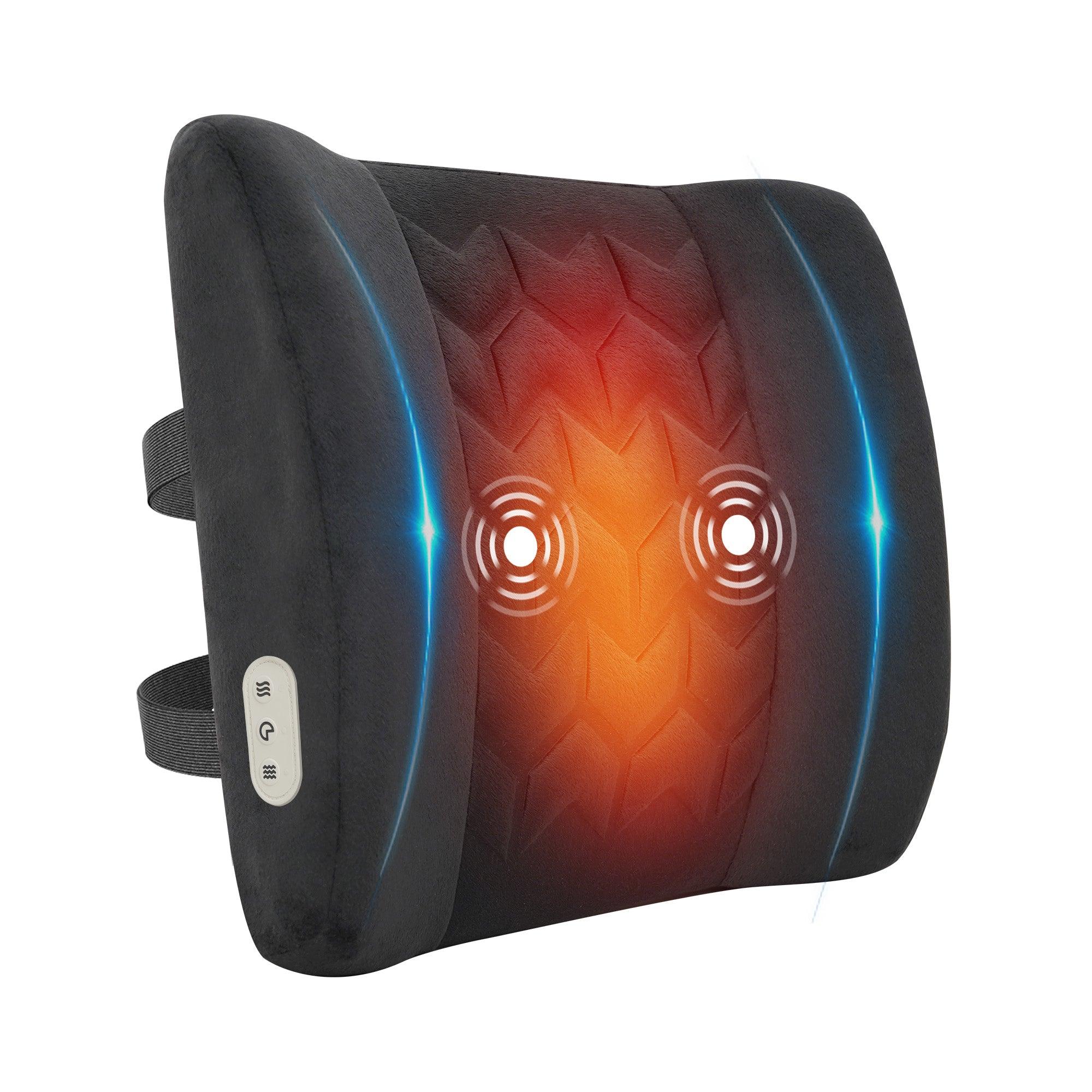 Comfier Lumbar Support & Massager CILI Lumbar Support Pillow for Ofiice Chair, Heated Back Support Pillow with Vibration, Back Massager for Pain Relief, Back Cushion for Sofa Car Recliner, Adjustable Straps, Memory Foam CL-4102