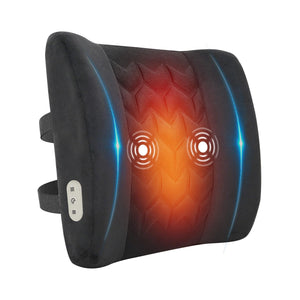 Comfier Lumbar Support & Massager CILI Lumbar Support Pillow for Ofiice Chair, Heated Back Support Pillow with Vibration, Back Massager for Pain Relief, Back Cushion for Sofa Car Recliner, Adjustable Straps, Memory Foam CL-4102