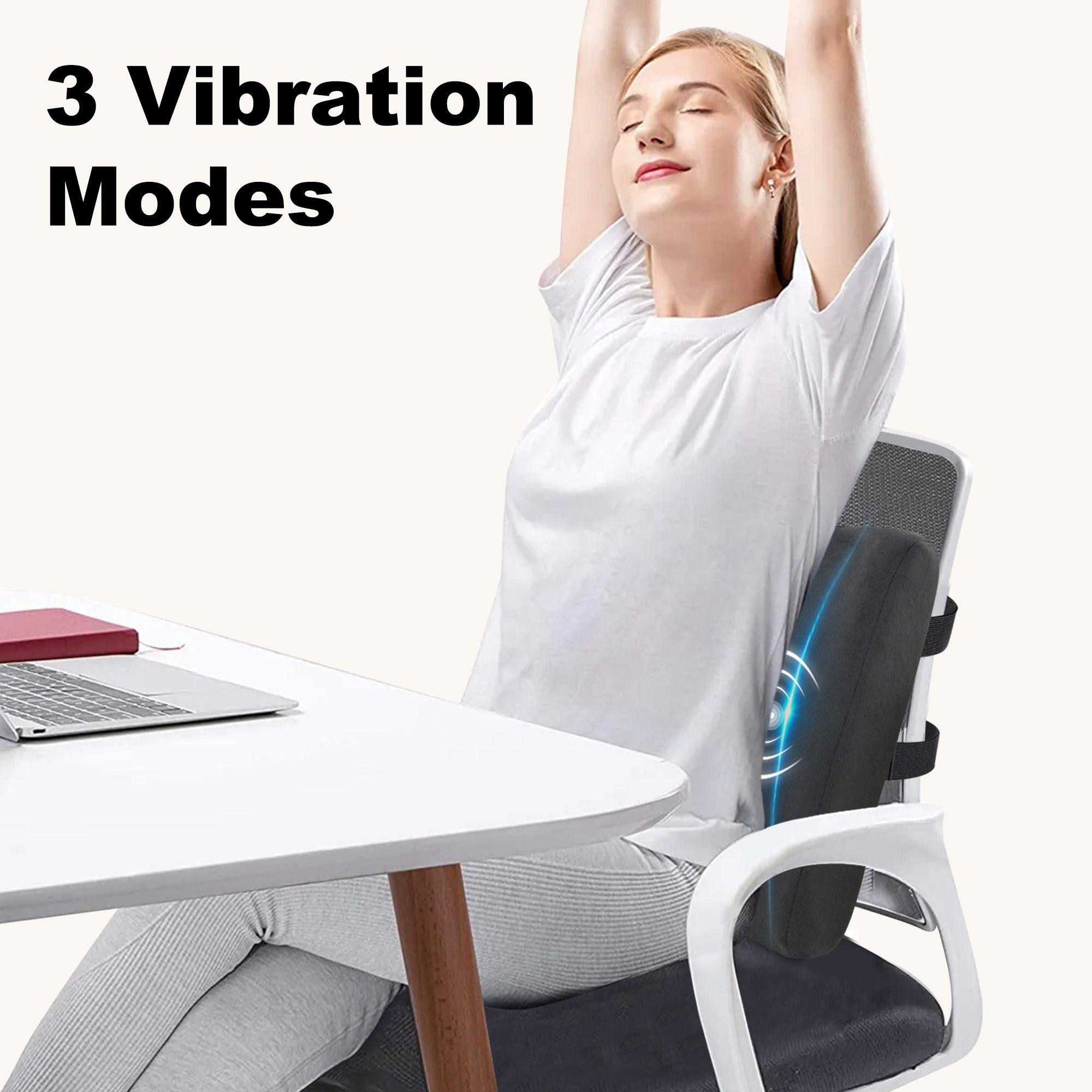 Comfier Lumbar Support & Massager CILI Lumbar Support Pillow for Ofiice Chair, Heated Back Support Pillow with Vibration, Back Massager for Pain Relief, Back Cushion for Sofa Car Recliner, Adjustable Straps, Memory Foam CL-4102