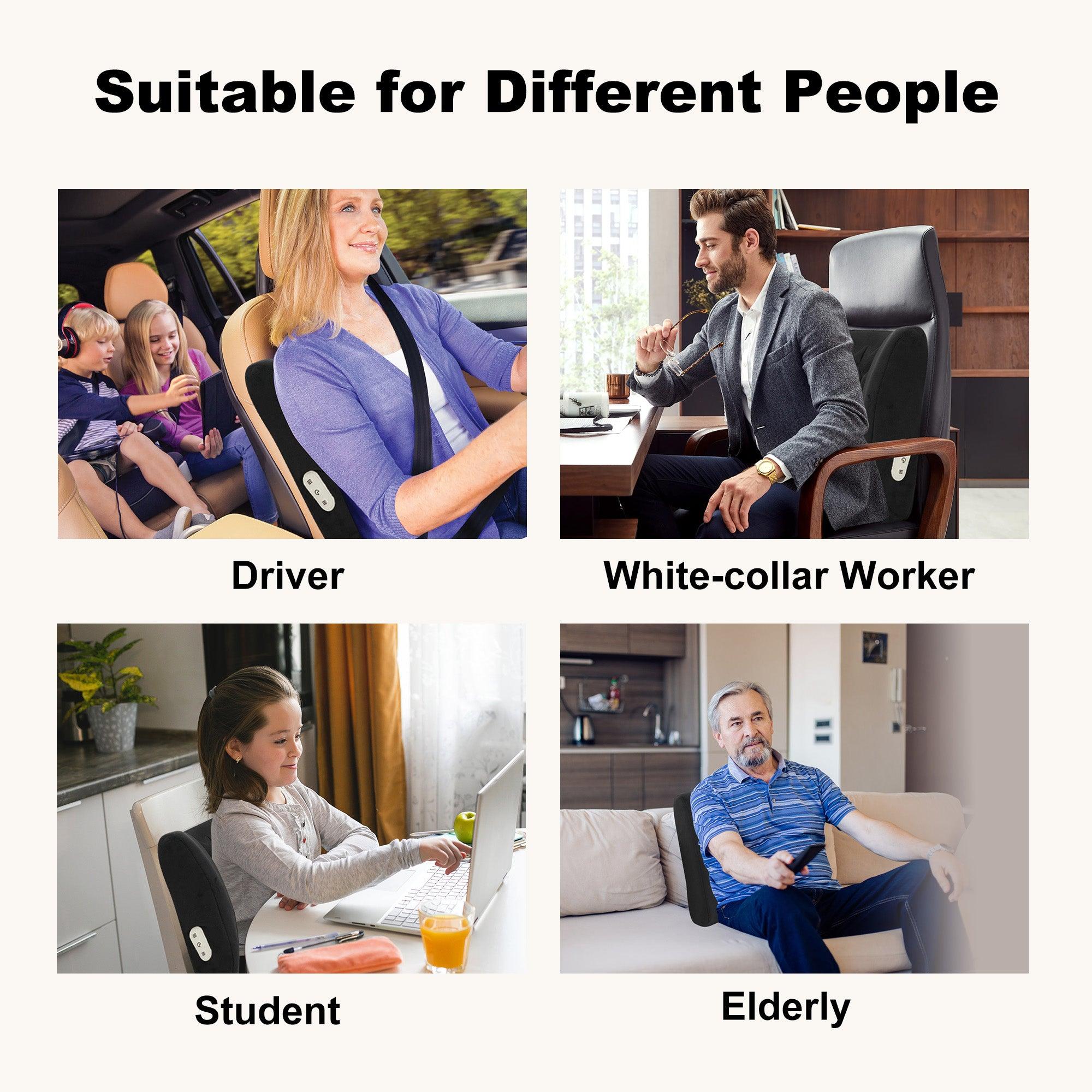 Comfier Lumbar Support & Massager CILI Lumbar Support Pillow for Ofiice Chair, Heated Back Support Pillow with Vibration, Back Massager for Pain Relief, Back Cushion for Sofa Car Recliner, Adjustable Straps, Memory Foam CL-4102