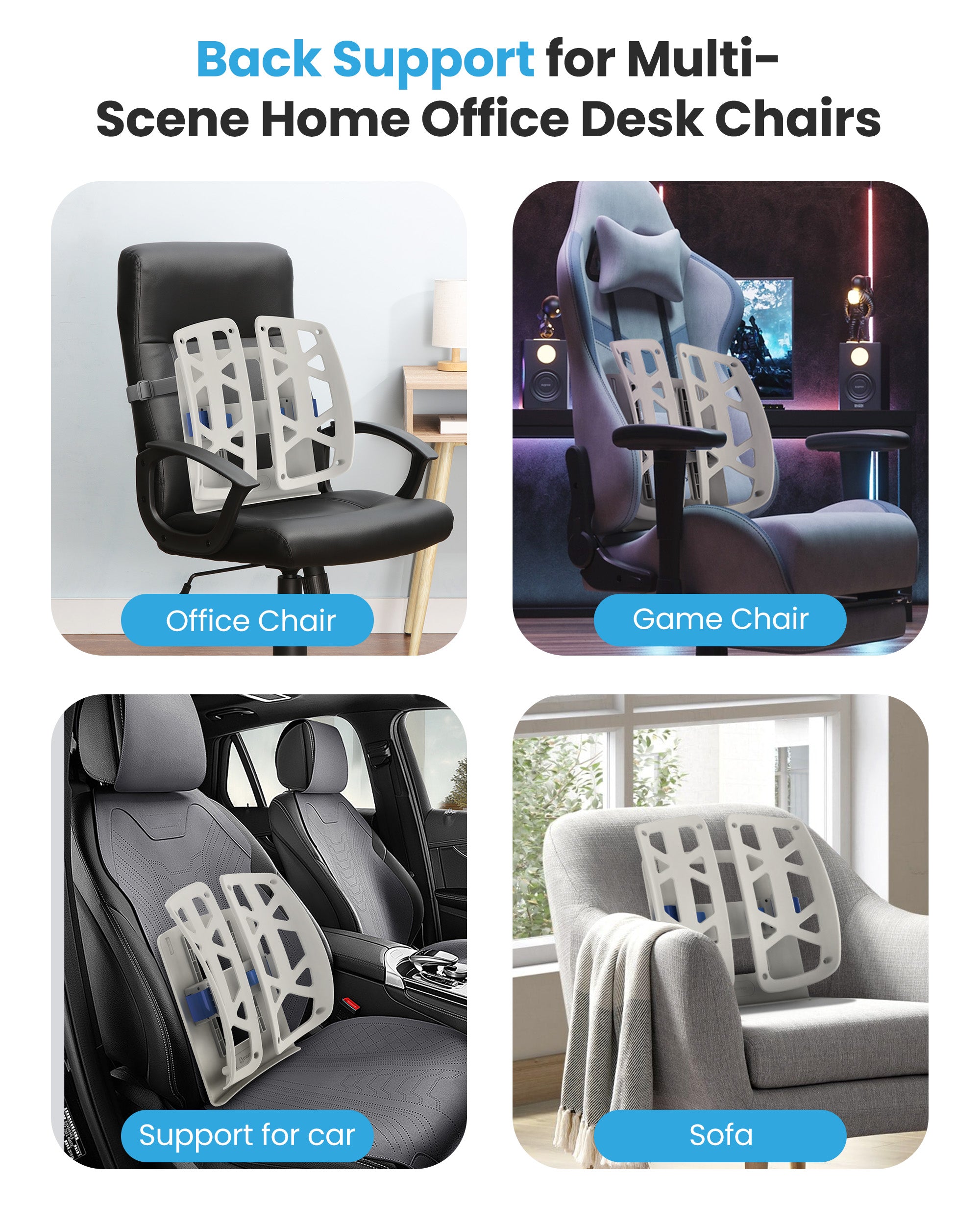 Comfier Lumbar Support & Massager Comfier Ergonomic Back Support for Office Chair, Lumbar Support with Up & Down Adjustment,Ergonomic Lumbar Support Pillow for Office Chair, Lumbar Pillow for Home & Office Desk Chairs CF-1313S