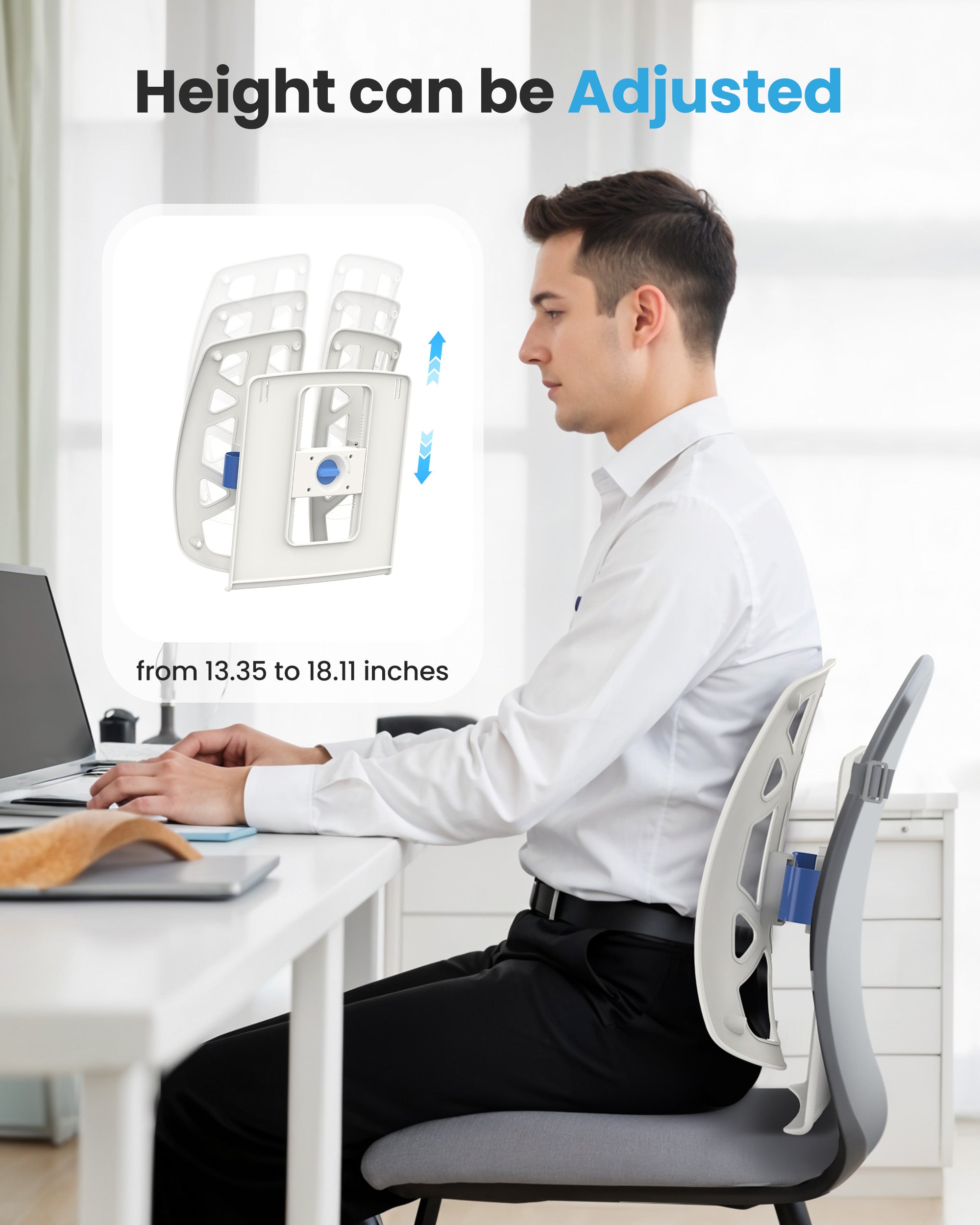 Comfier Lumbar Support & Massager Comfier Ergonomic Back Support for Office Chair, Lumbar Support with Up & Down Adjustment,Ergonomic Lumbar Support Pillow for Office Chair, Lumbar Pillow for Home & Office Desk Chairs CF-1313S