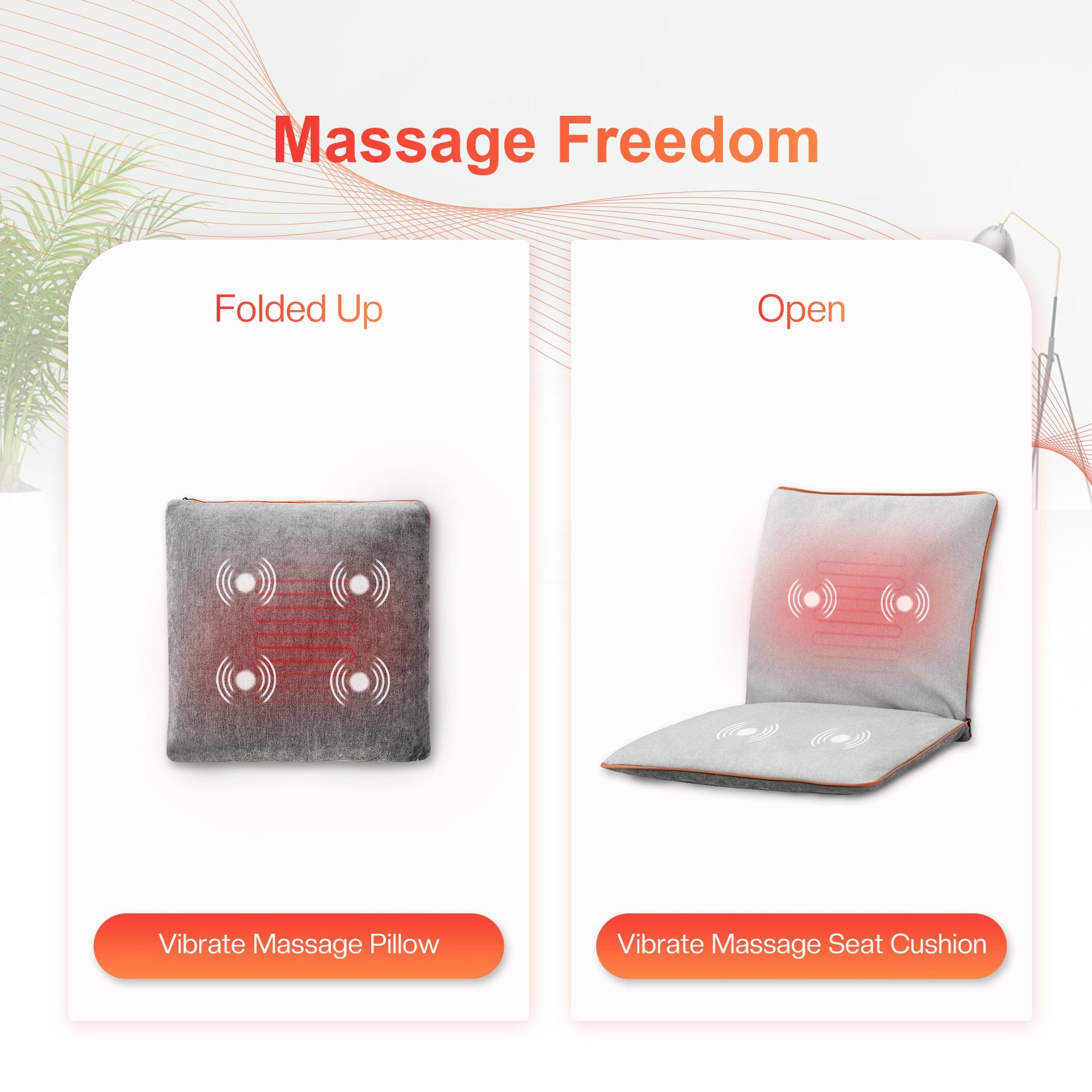 Comfier Lumbar Support & Massager Comfier Heated Back Massage Pad Mat, Foldable Back Massage Chair Pad with Adjustable Intensity, Shiatsu Back Massager with Heat CF-1230