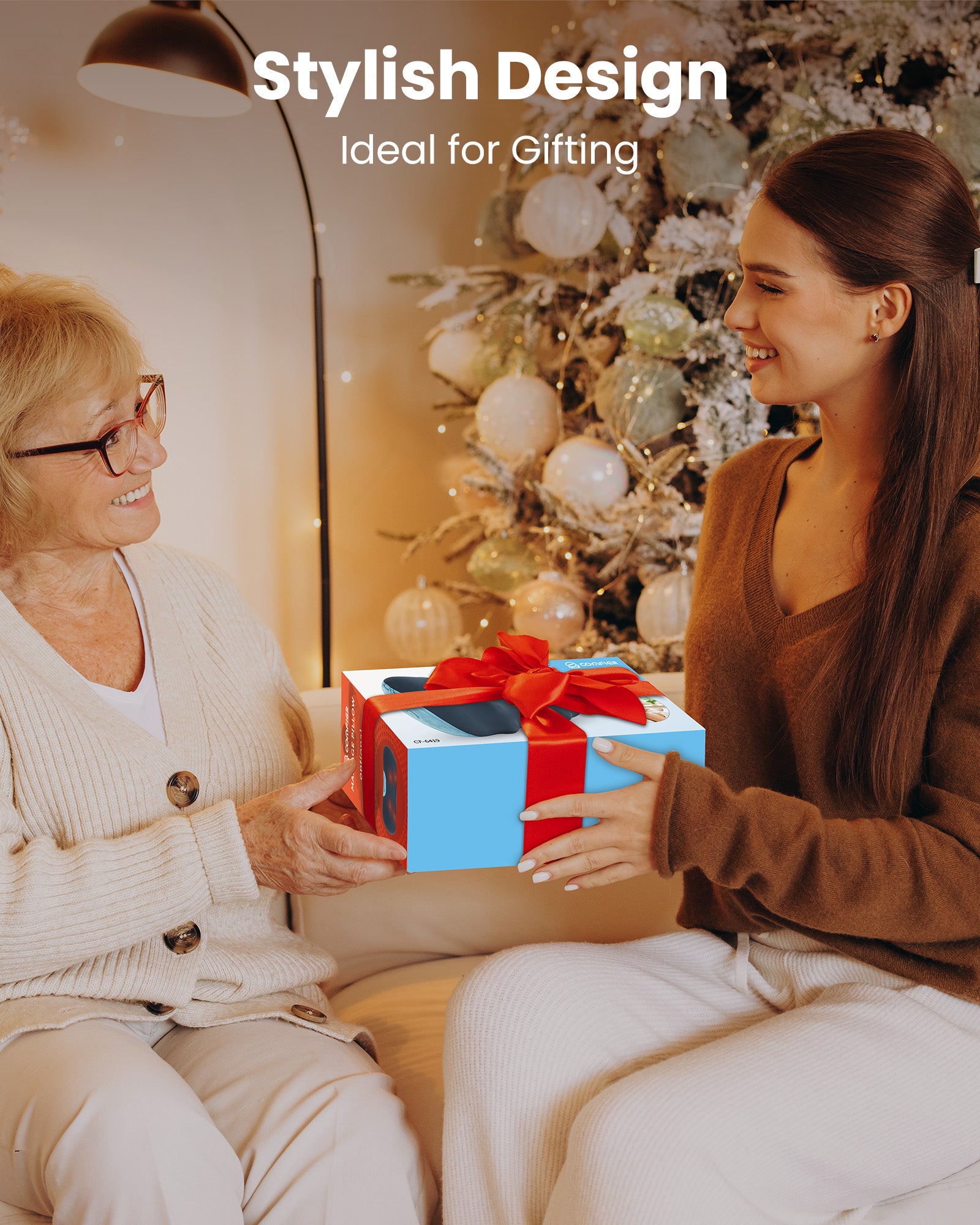 Comfier Lumbar Support & Massager Comfier Update Shiatsu Neck and Back Massager with Heat, Massage Pillow for Chair with 3D Kneading Deep Tissue,Muscle Pain Relief on Shoulders, Legs, Foot CF-6419