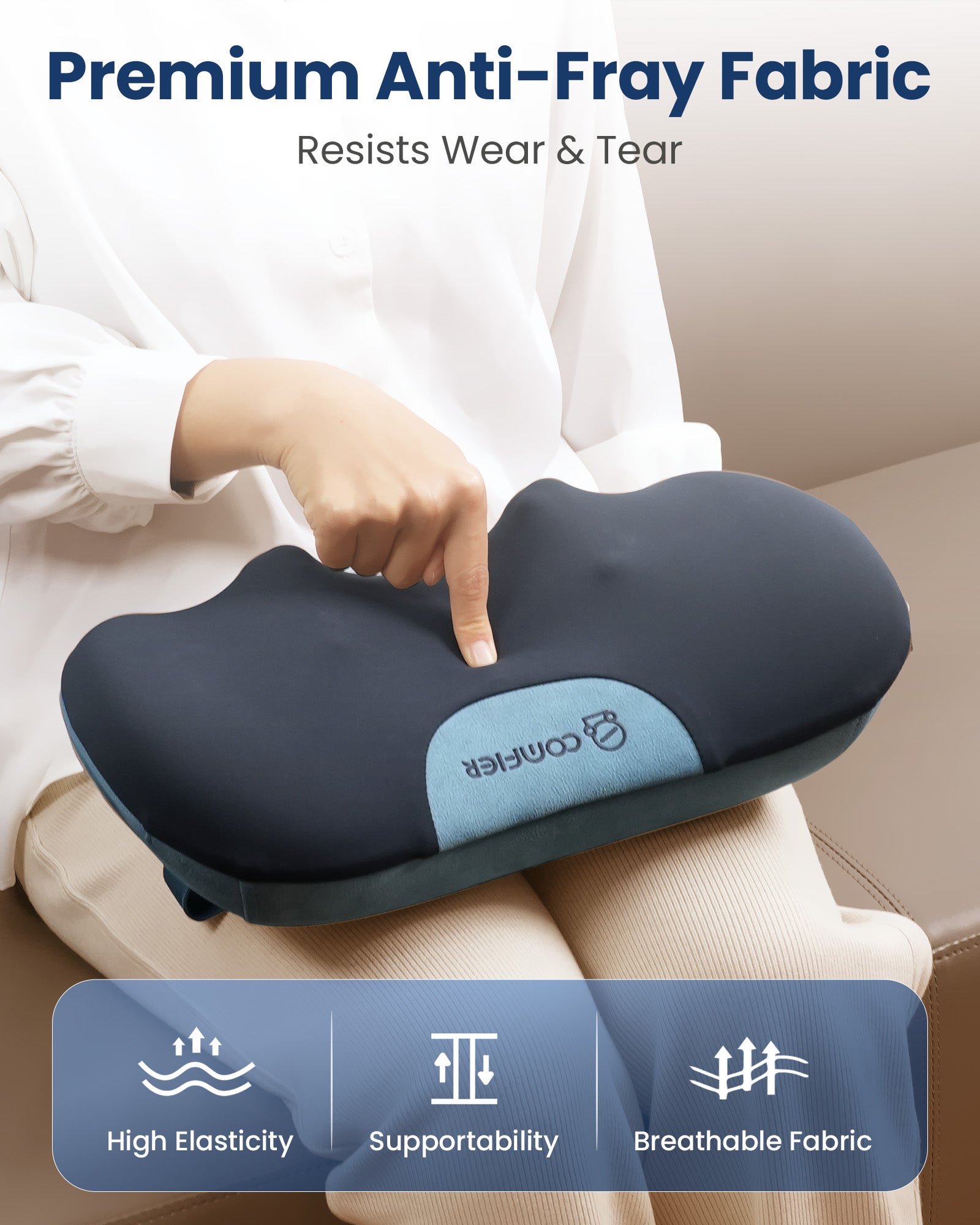 Comfier Lumbar Support & Massager Comfier Update Shiatsu Neck and Back Massager with Heat, Massage Pillow for Chair with 3D Kneading Deep Tissue,Muscle Pain Relief on Shoulders, Legs, Foot CF-6419