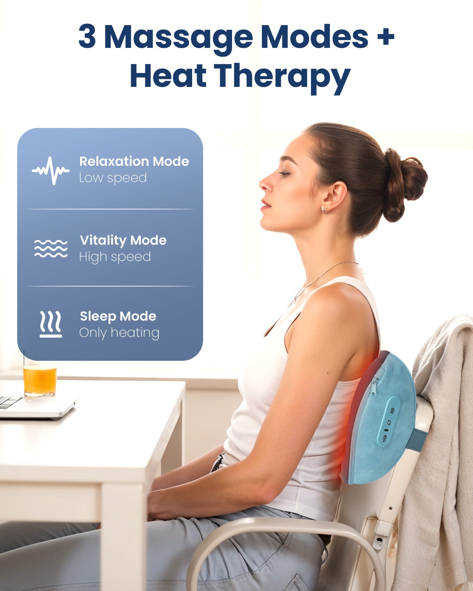 Comfier Lumbar Support & Massager Comfier Update Shiatsu Neck and Back Massager with Heat, Massage Pillow for Chair with 3D Kneading Deep Tissue,Muscle Pain Relief on Shoulders, Legs, Foot CF-6419
