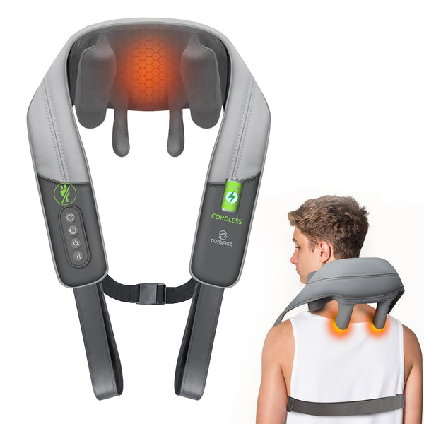 Comfier Neck Massager CF-6812 (Upgraded Version) / Black Comfier Cordless Neck Massager with Heat, Deep Tissue Kneading Massage Pillow for Back Neck and Shoulder, Pain Relief CF-6812