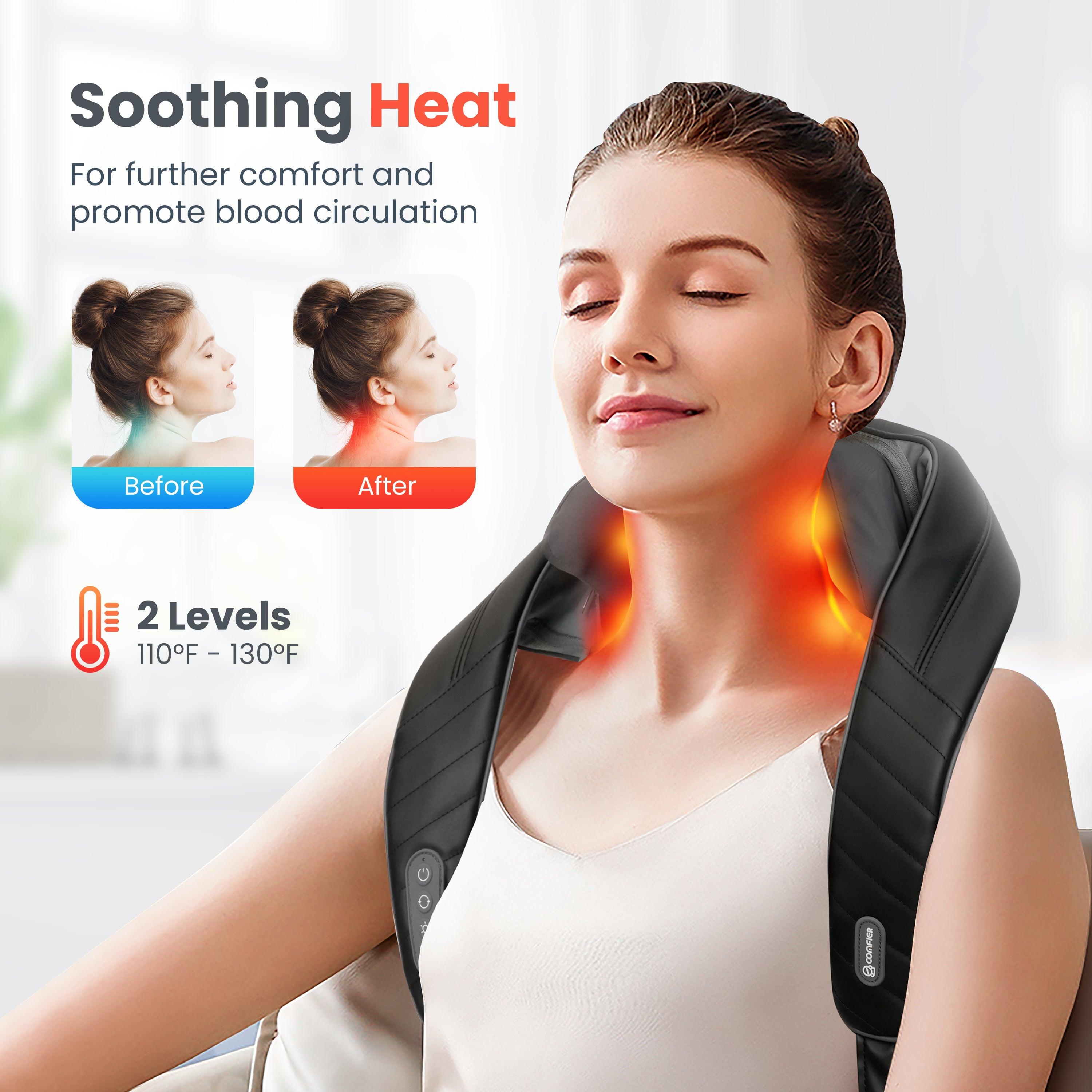 Comfier Neck Massager Comfier Cordless Neck Massager with Heat, Deep Tissue Kneading Massage Pillow for Back Neck and Shoulder, Pain Relief CF-6812
