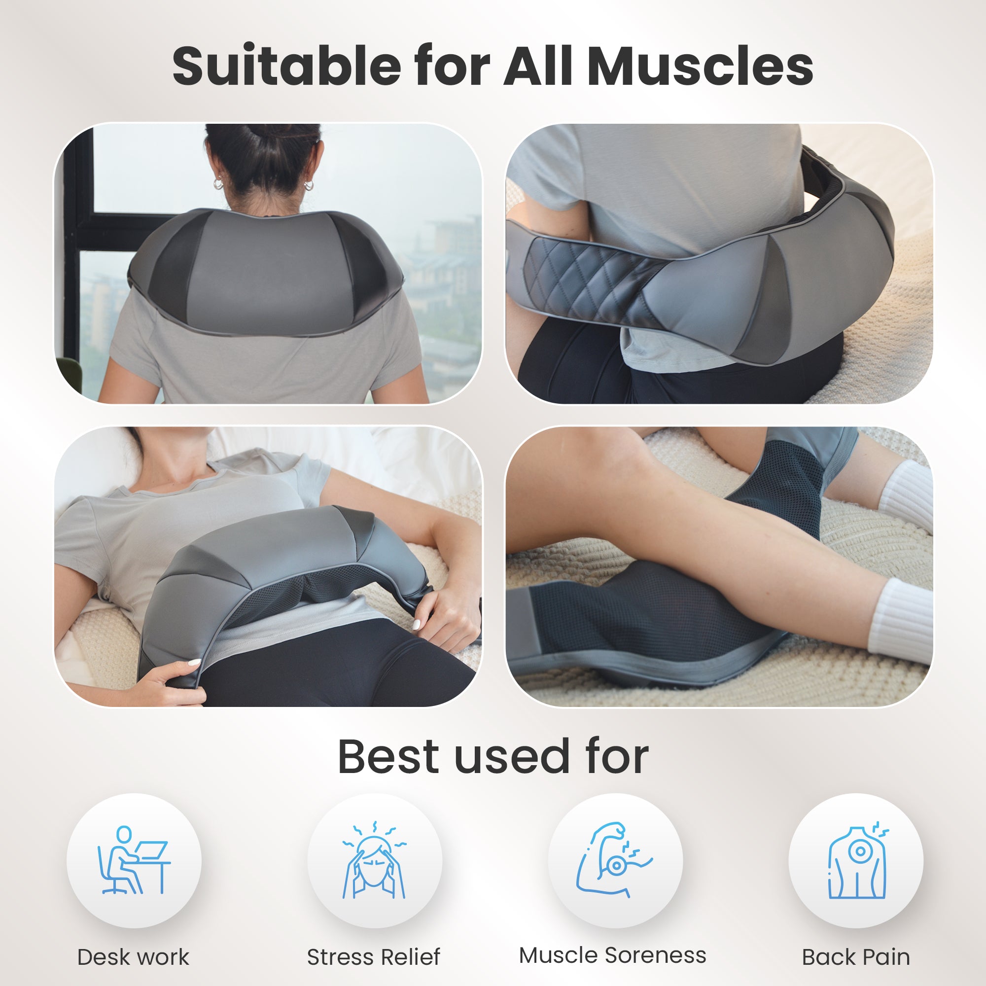 Comfier Neck Massager Comfier Cordless Shiatsu Neck Shoulder Massager - 2025 Latest Upgraded Model, Shiatsu Back Massager for Pain Relief deep Tissue, 3D Kneading Massage Pillow for Shoulder, Portable & Cordless Design CF-6302UC