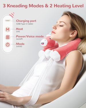 Comfier Neck Massager Comfier Neck Pillow for Traveling, Heated Travel Pillow with Kneading Massage, Neck Massager Pillow with Cute Unicorn Shape,Travel Neck Pillow for Airplane, Office, Home CF-6407