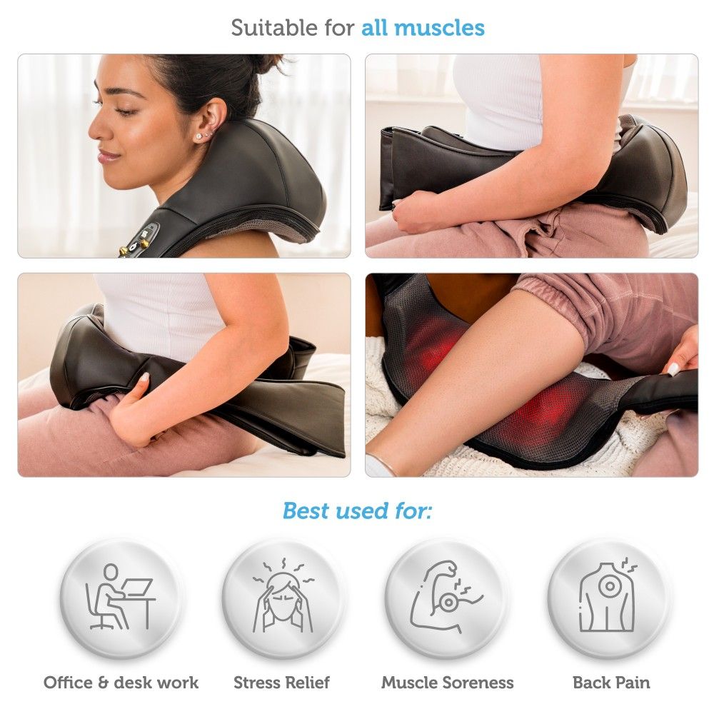 Comfier Neck Massager Comfier Shiatsu Neck and Shoulder Massager, FSA HSA Eligible, Deep Kneading Massage Pillow with Heat, Back Massager, Pillow Massager CF-6302
