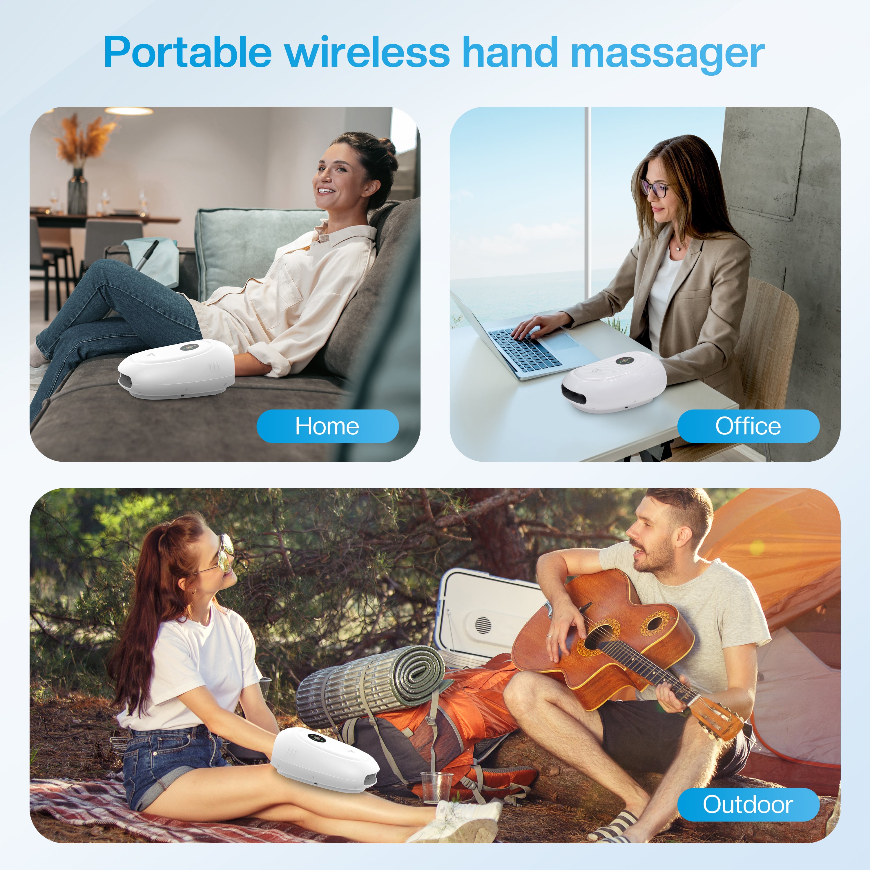 Comfier Other Product Comfier Hand Massager Machine for Arthristis, Carpal Tunnel, Hand Massage with Heat and Compression, APP Control, Hand Wrist Finger Massager with Vibration(White) CF-4101