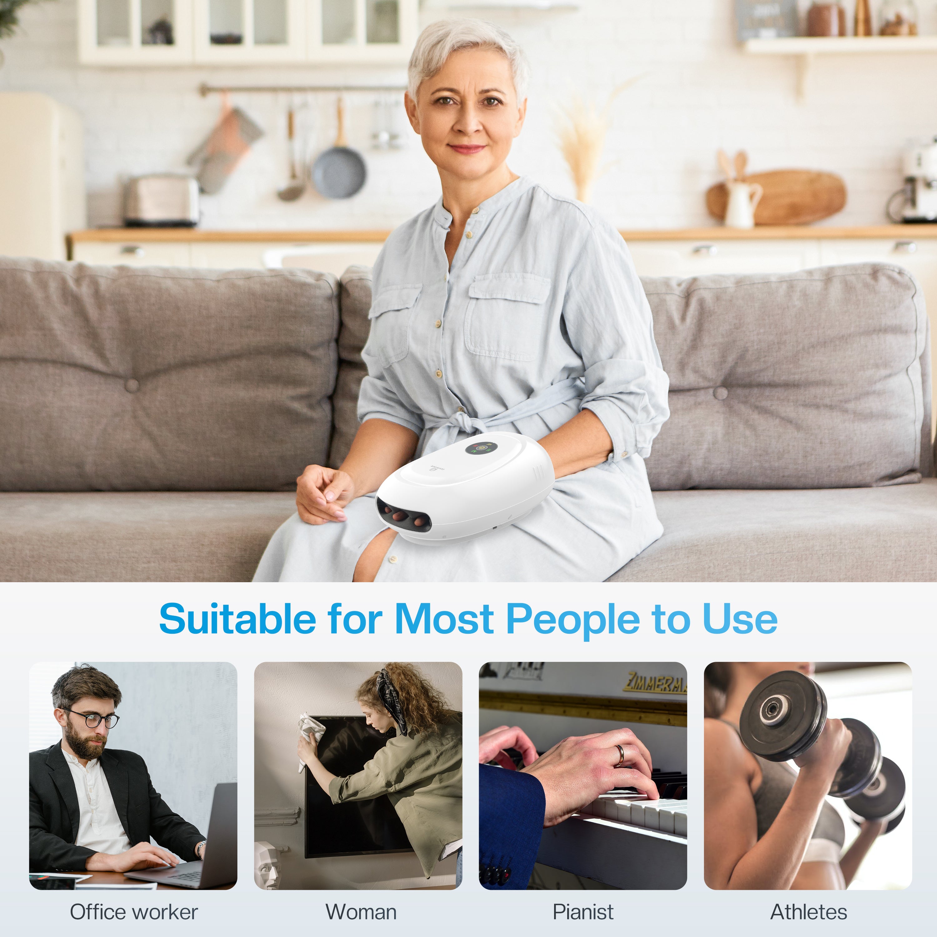 Comfier Other Product Comfier Hand Massager Machine for Arthristis, Carpal Tunnel, Hand Massage with Heat and Compression, APP Control, Hand Wrist Finger Massager with Vibration(White) CF-4101