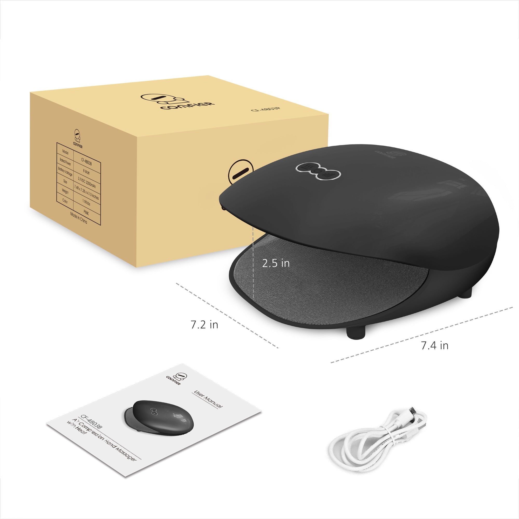 Comfier Other Product Comfier Wireless Hand Massager with Heat, FSA or HSA, 3 Levels Compression & Heating for Carpal Tunnel, Ideal Gifts(Black) CF-4803B