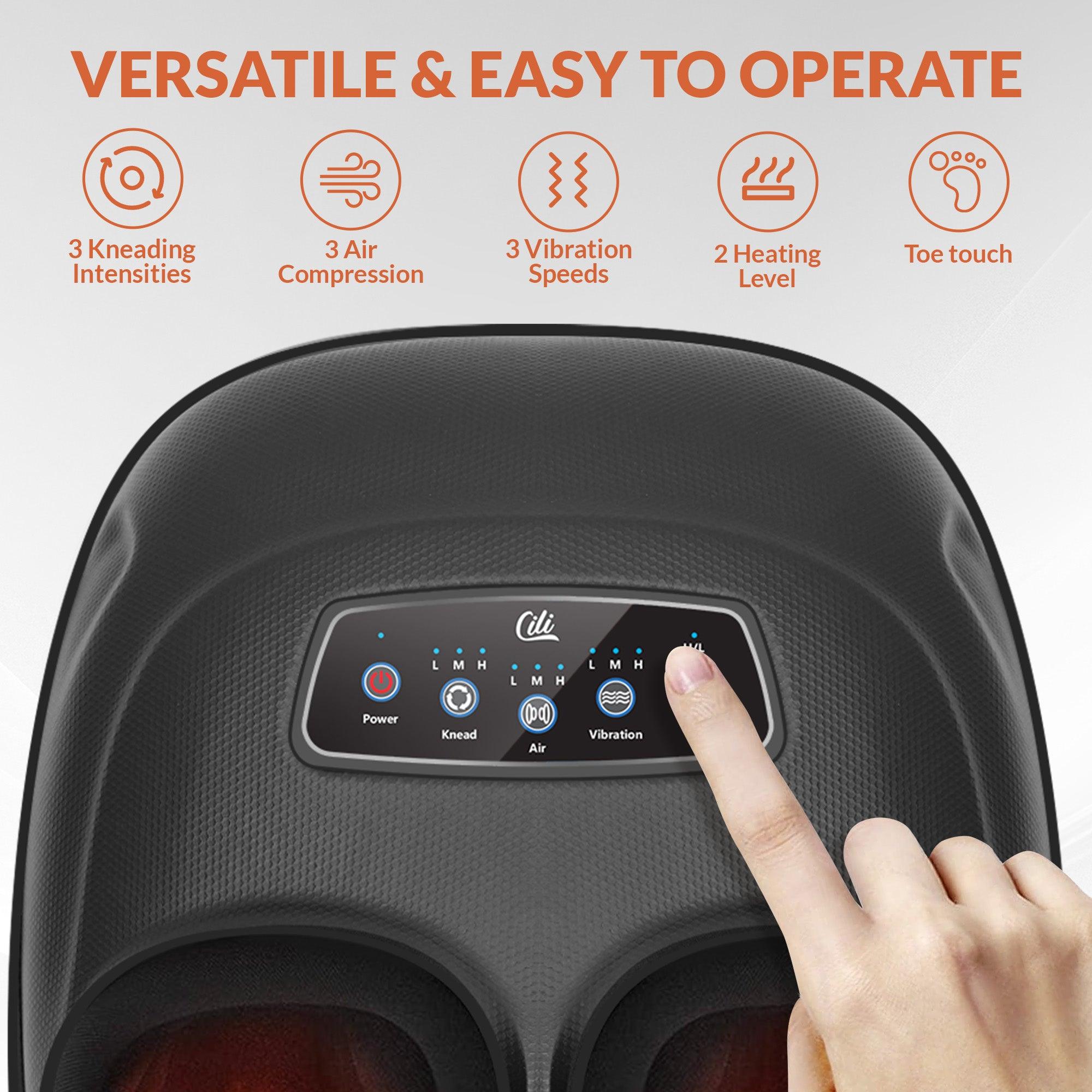 Comfier USA CILI Foot Massager Machine, Feet Massager With 3 Kneading Intensities, Detachable Foot Sleeve, Foot Massager Plantar Fasciitis Relief, Shiatsu Foot Massager Fits Size Up to 13 (Black)  CL-5225