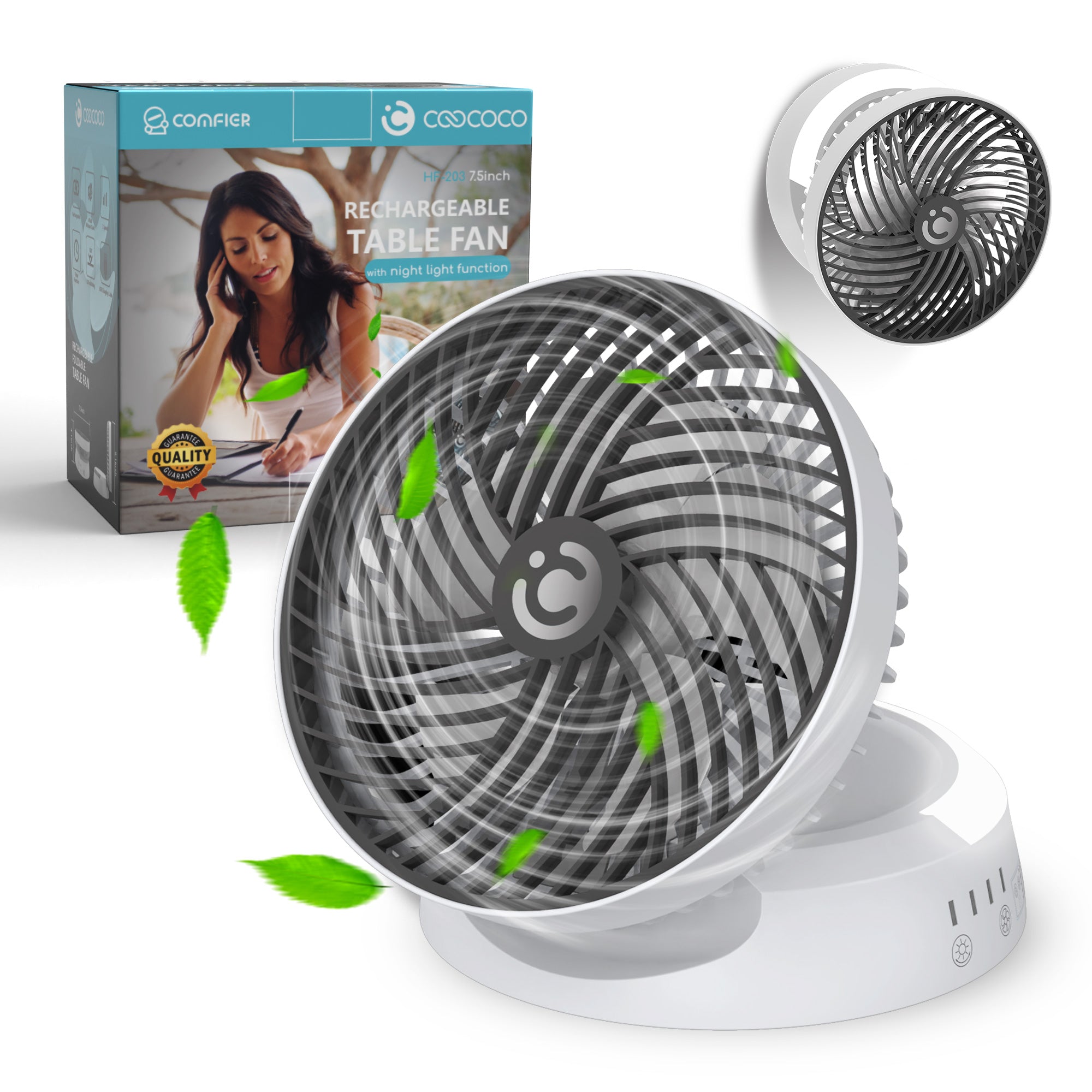 CooCoCo Personal Desk Fan With LED Light --CO-203
