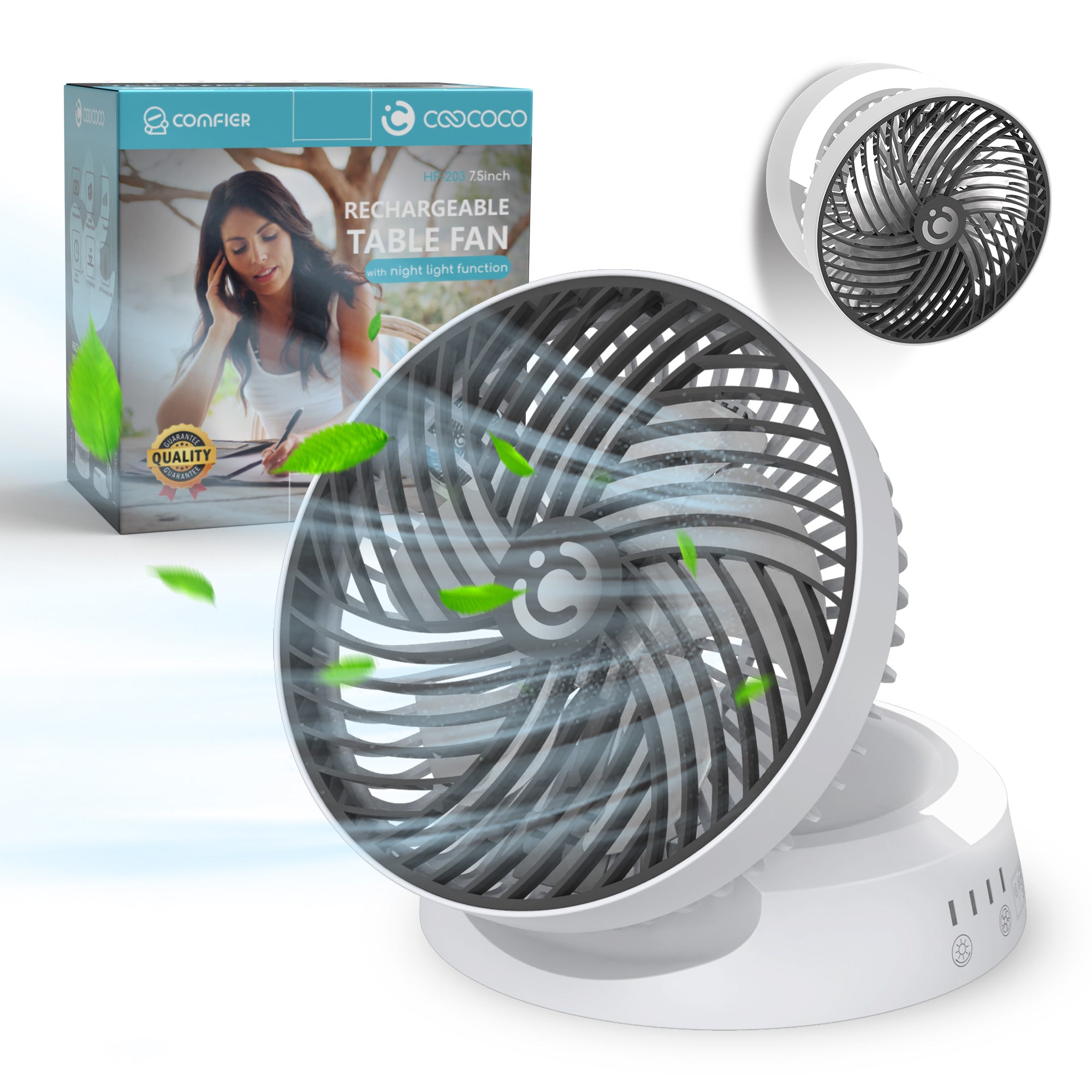 CooCoCo Personal Desk Fan With LED Light --CO-203