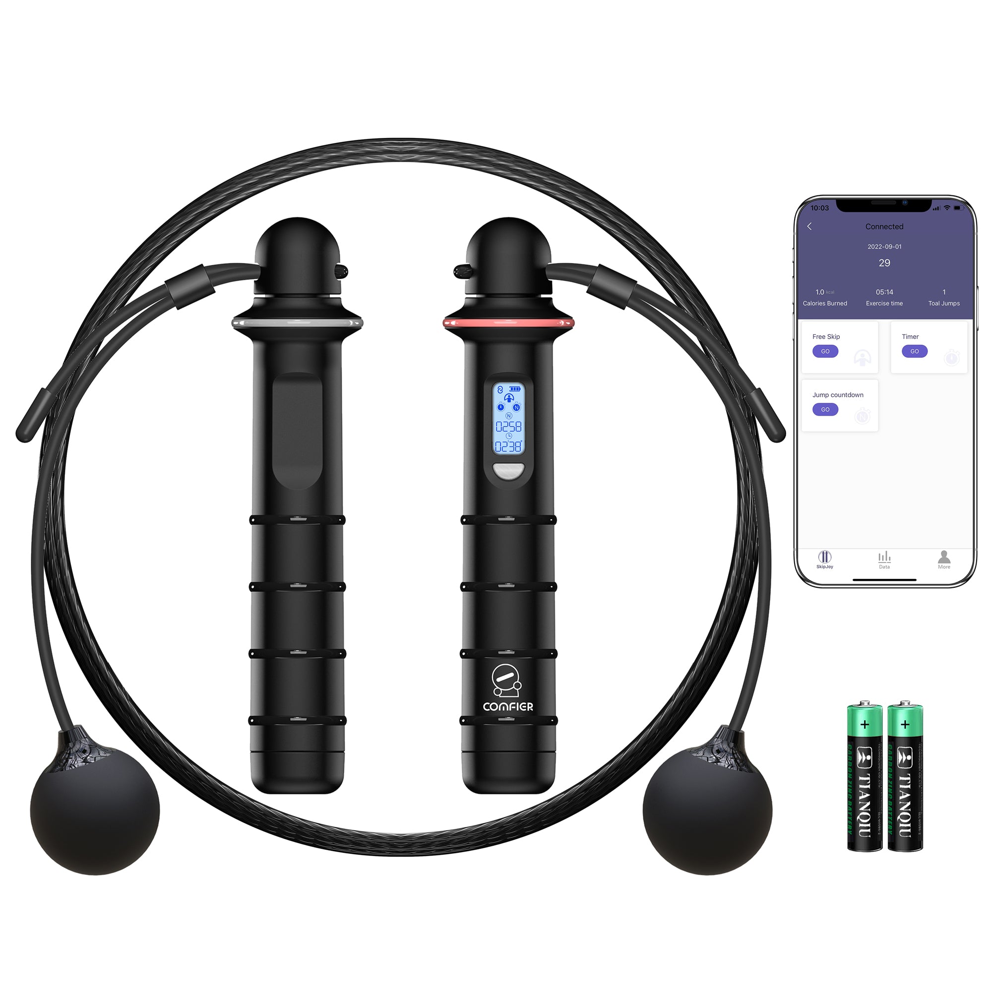 Comfier Smart Jump Rope for Fitness, Jumping Rope with APP Data Analysis --JR-2201