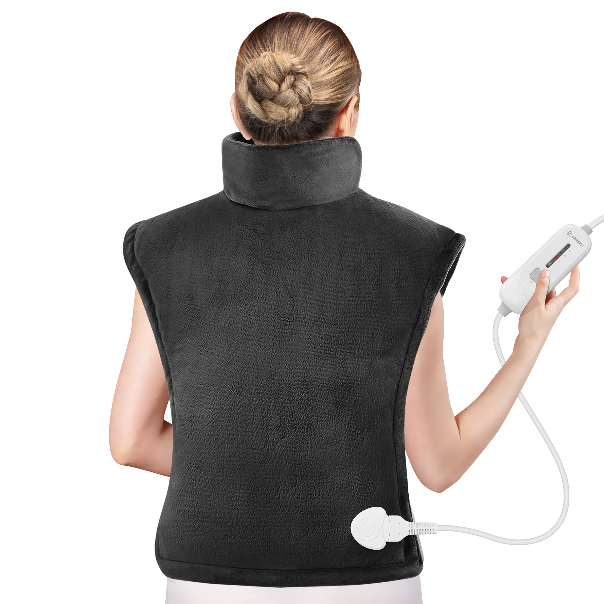Comfier Electric Large Heating pad for Neck and Shoulders (Black) --H1822D-BLACK