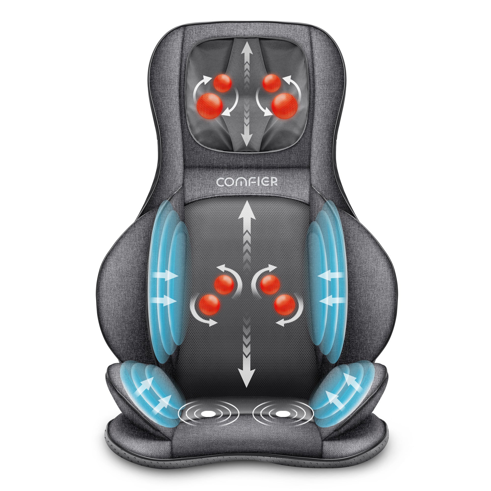 Comfier Shiatsu Neck & Back Massager with Heat, 2D/3D Kneading Massage Chair Full Body - 2309G