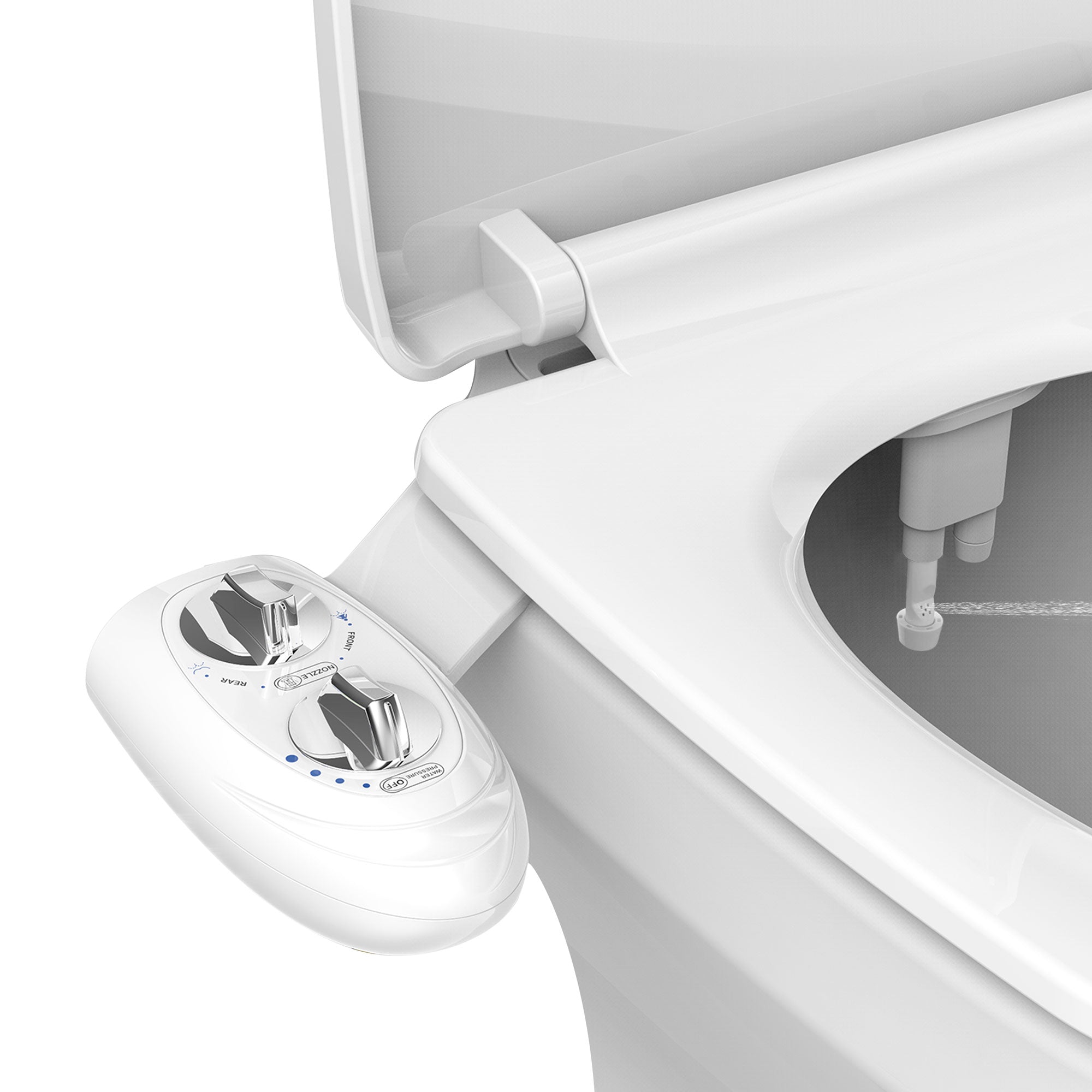 Bidet Toilet Attachment, Non-electric Self Cleaning Sprayer with Dual Nozzles -- BD-2205