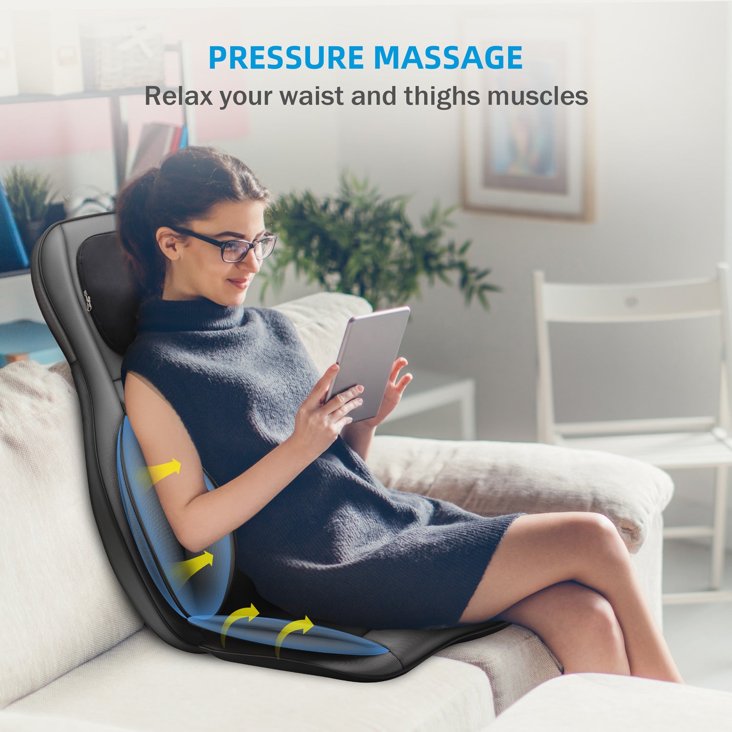 Electric Massage Chair Neck Back Massager Pad Heating Vibrating Massage  Cushion