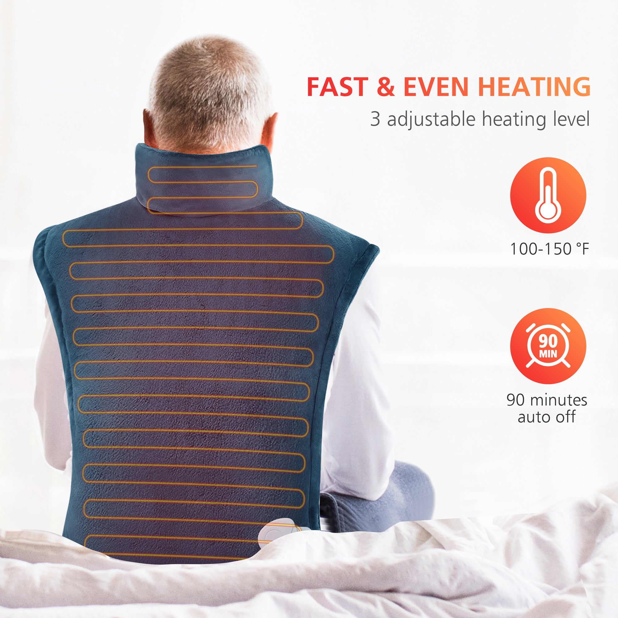 Comfier Electric Large Heating pad for Neck and Shoulders (Blue) --H1822D-BLUE