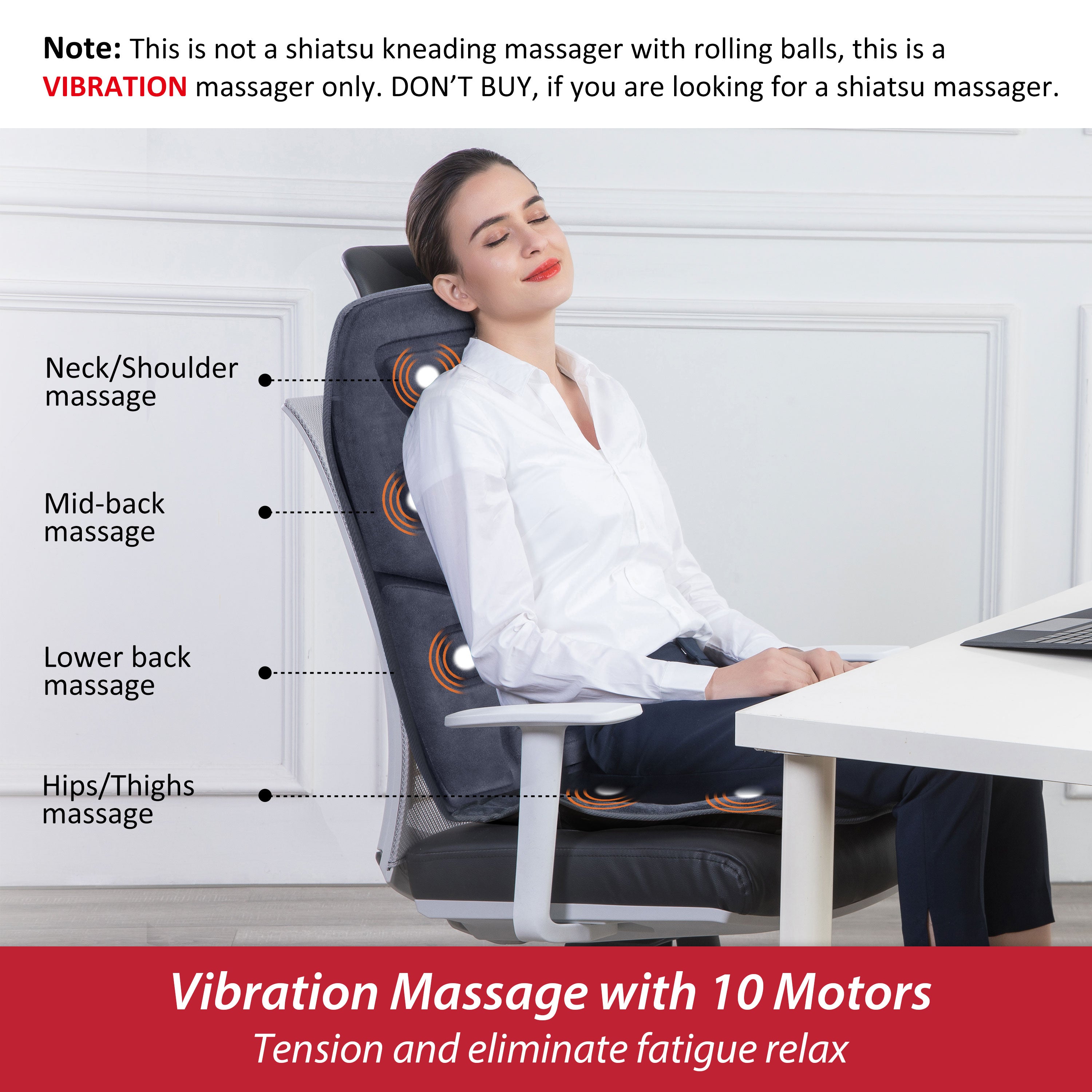 Comfier Vibration Massage Seat Cushion,Back Massager with Heat - 2206G