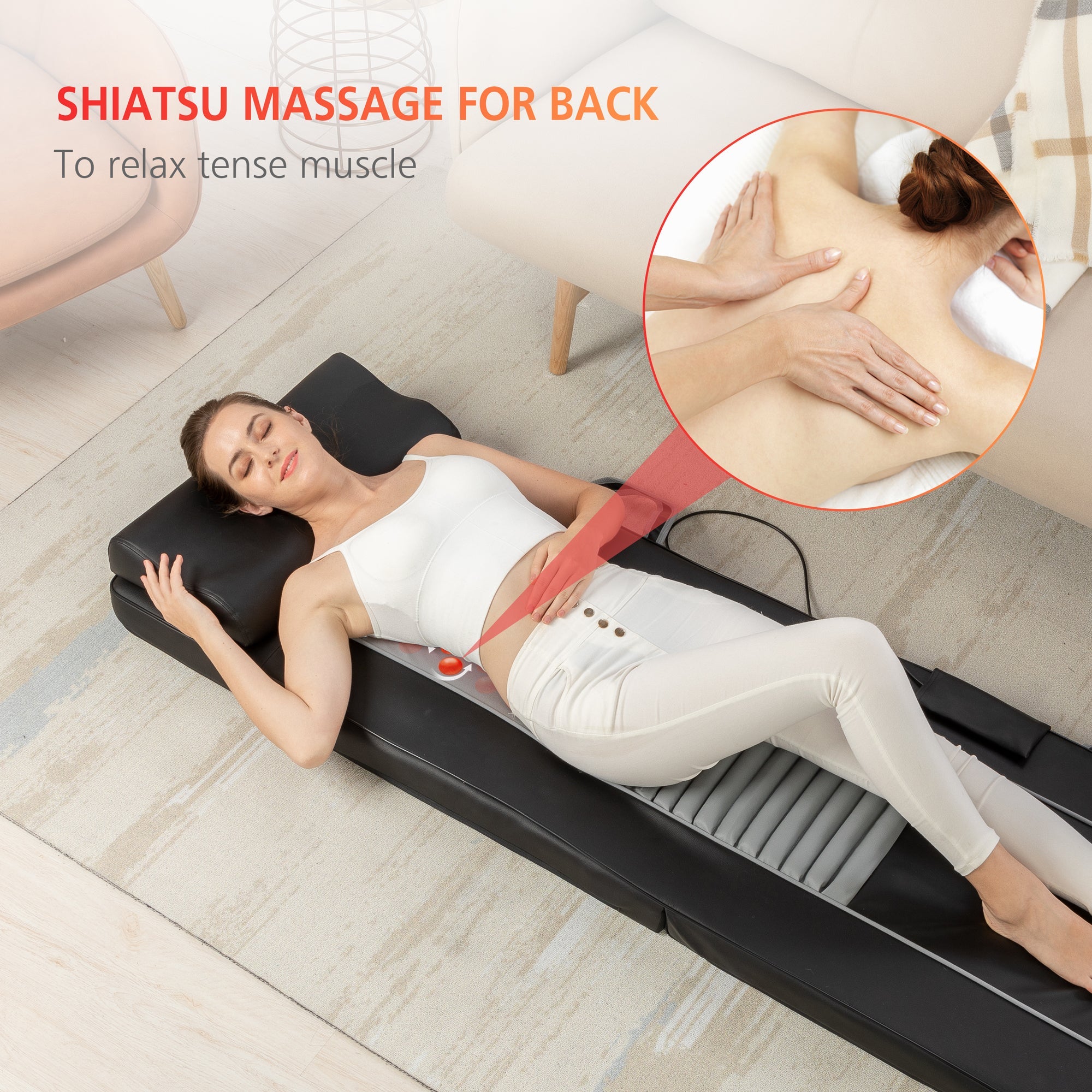 Certified Refurbished - Comfier Full Body Shiatsu Back Massage Mat with Heat,10 Motors Vibrating Massage Mattress - 3001-USED