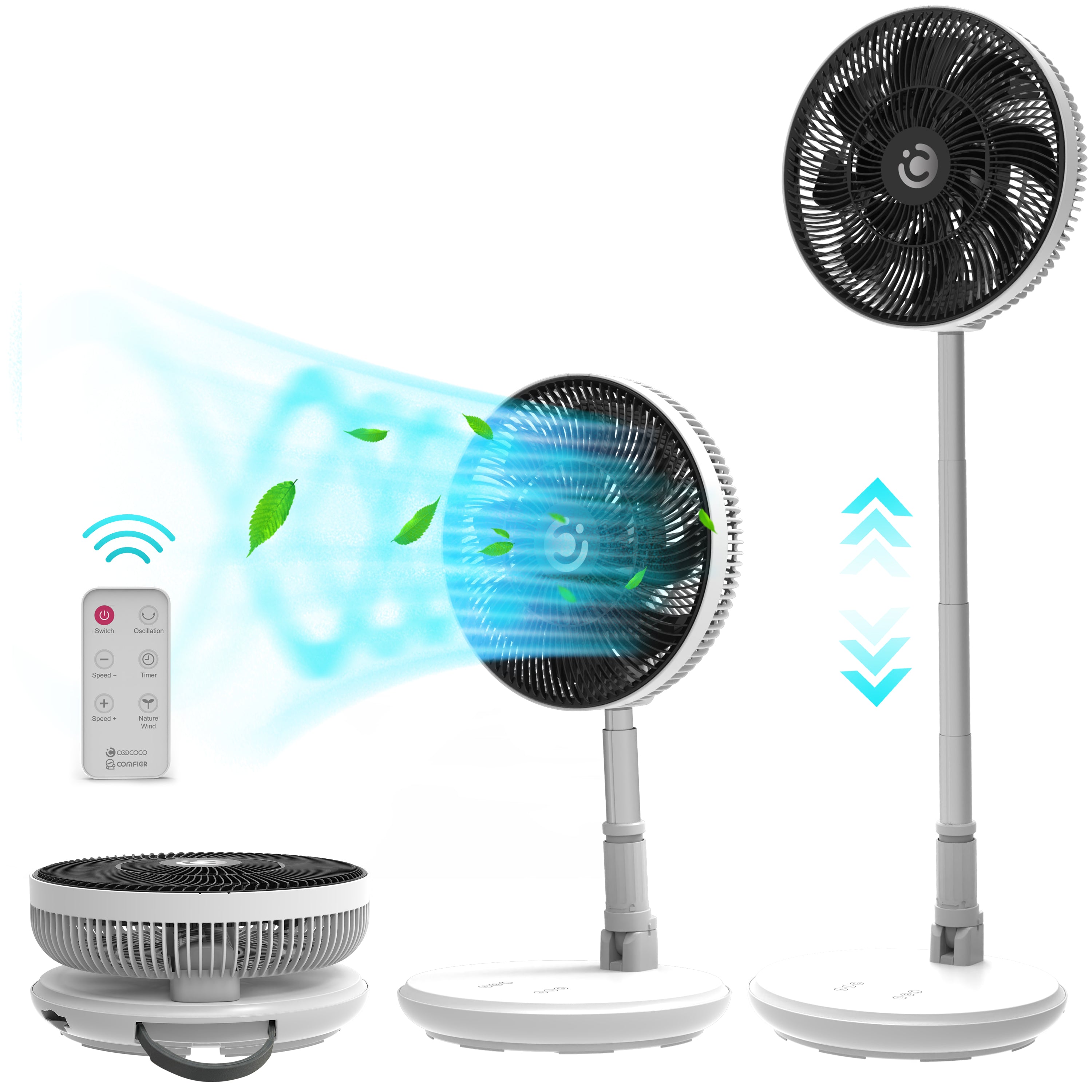 CooCoCo Portable Foldaway Fan with Remote Control --CO-202