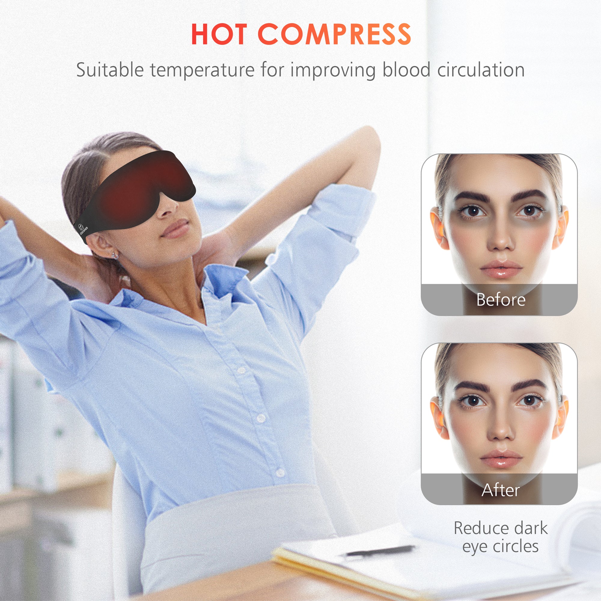 Comfier Graphene Heated Eye Mask with 3 Heat Settings Eye Massager - 6025