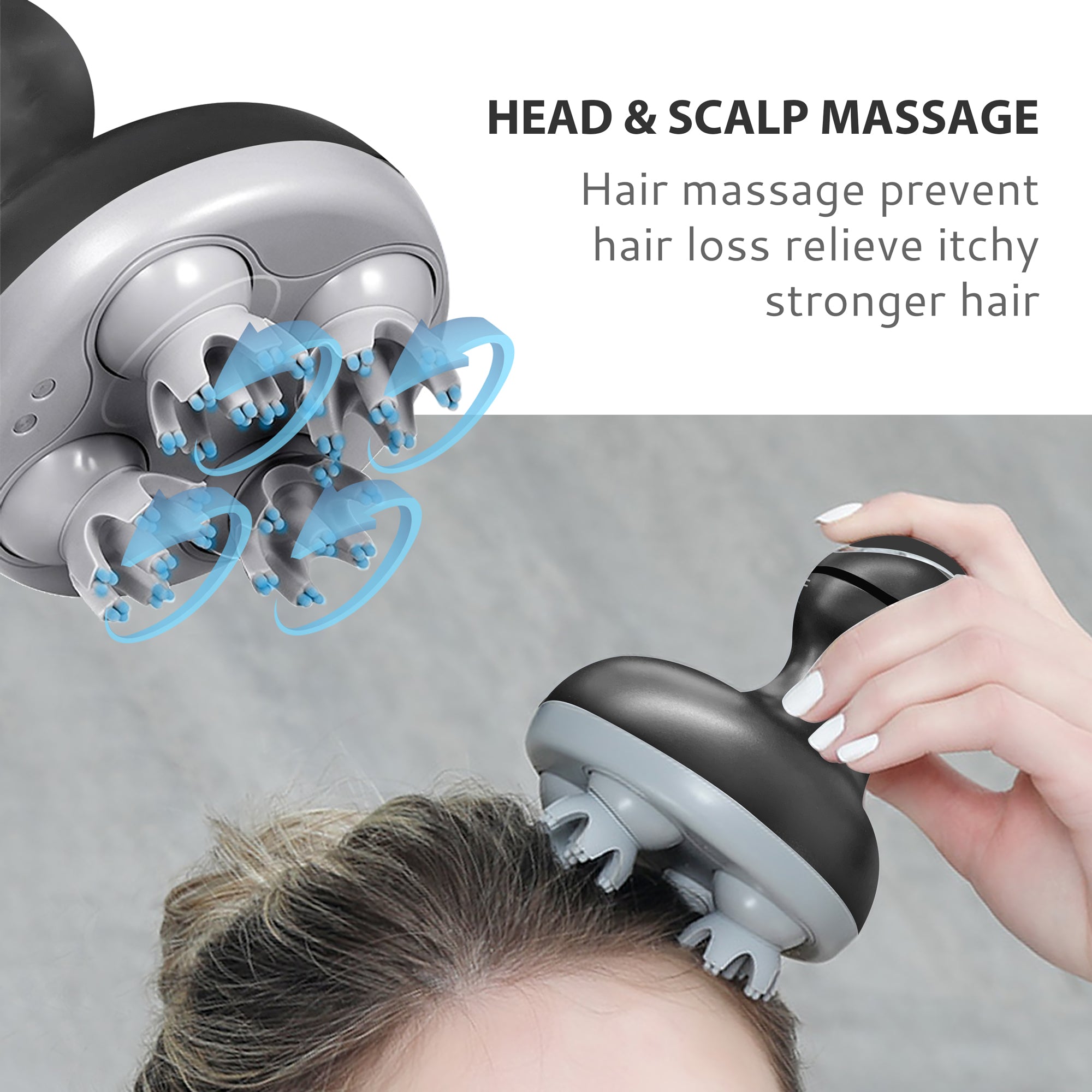 Comfier Cordless Hair Scalp Massager,head massager for Hair Growth, Deep Clean and Stress Relax (Black) - 4902BLK
