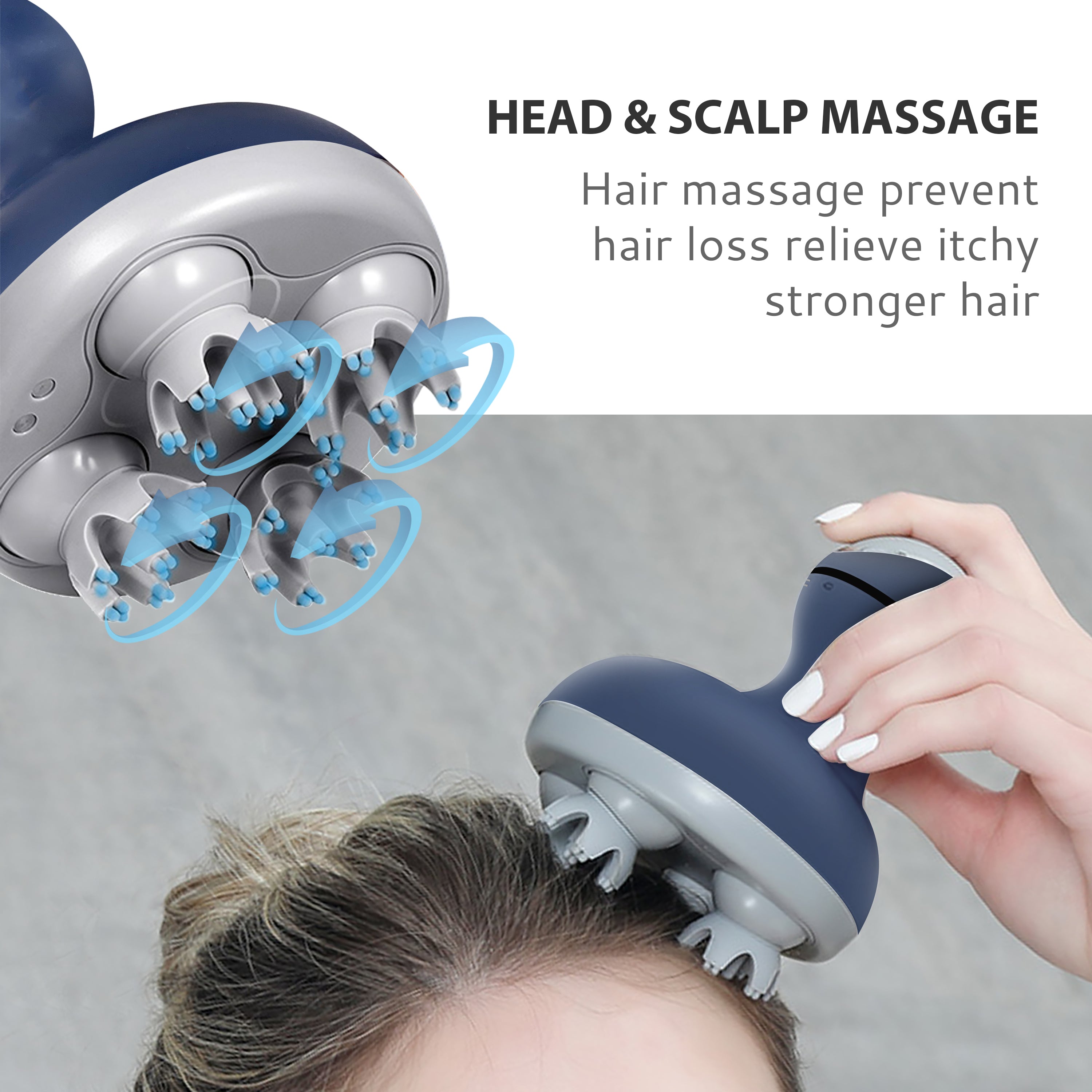 Comfier Cordless Hair Scalp Massager,head massager for Hair Growth, Deep Clean and Stress Relax (Blue) - 4902BLU