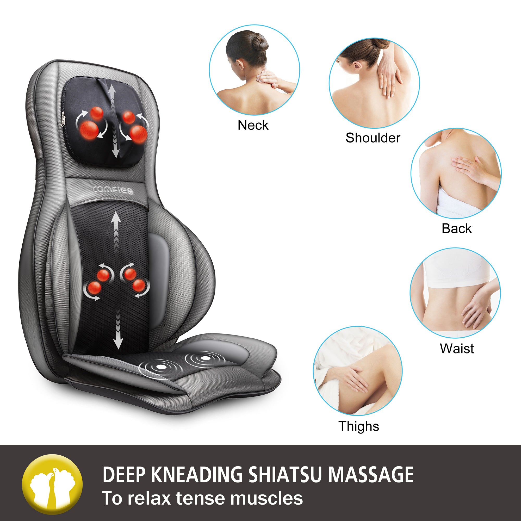Certified Refurbished - Full Neck & Back Massager with Air Compress & Shiatsu