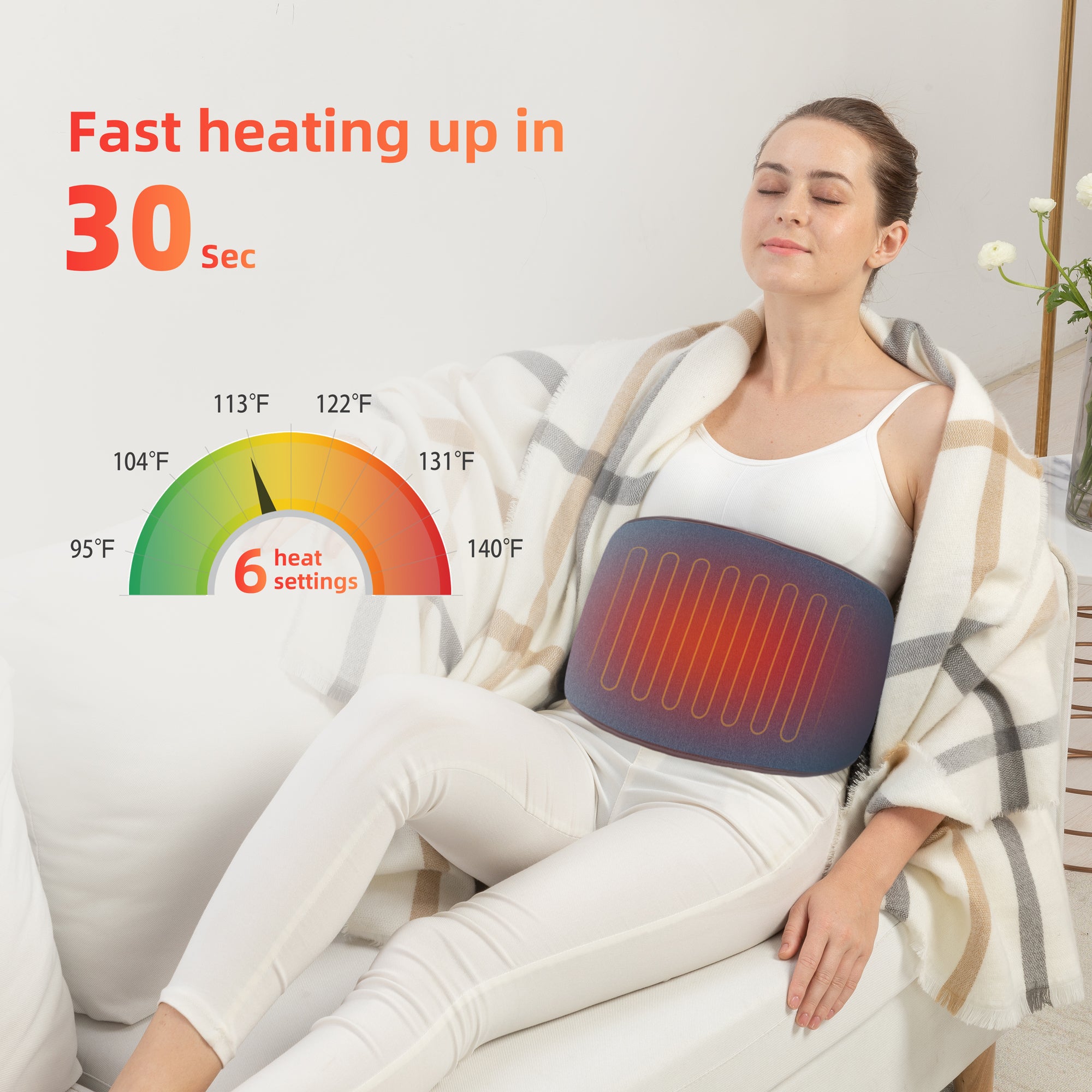 COMFIER Heating Pad for Back Pain - Heat Belly Wrap Belt with Vibration  Massage, Fast Heating Pads with Auto Shut Off, for Lumbar, Abdominal, Leg