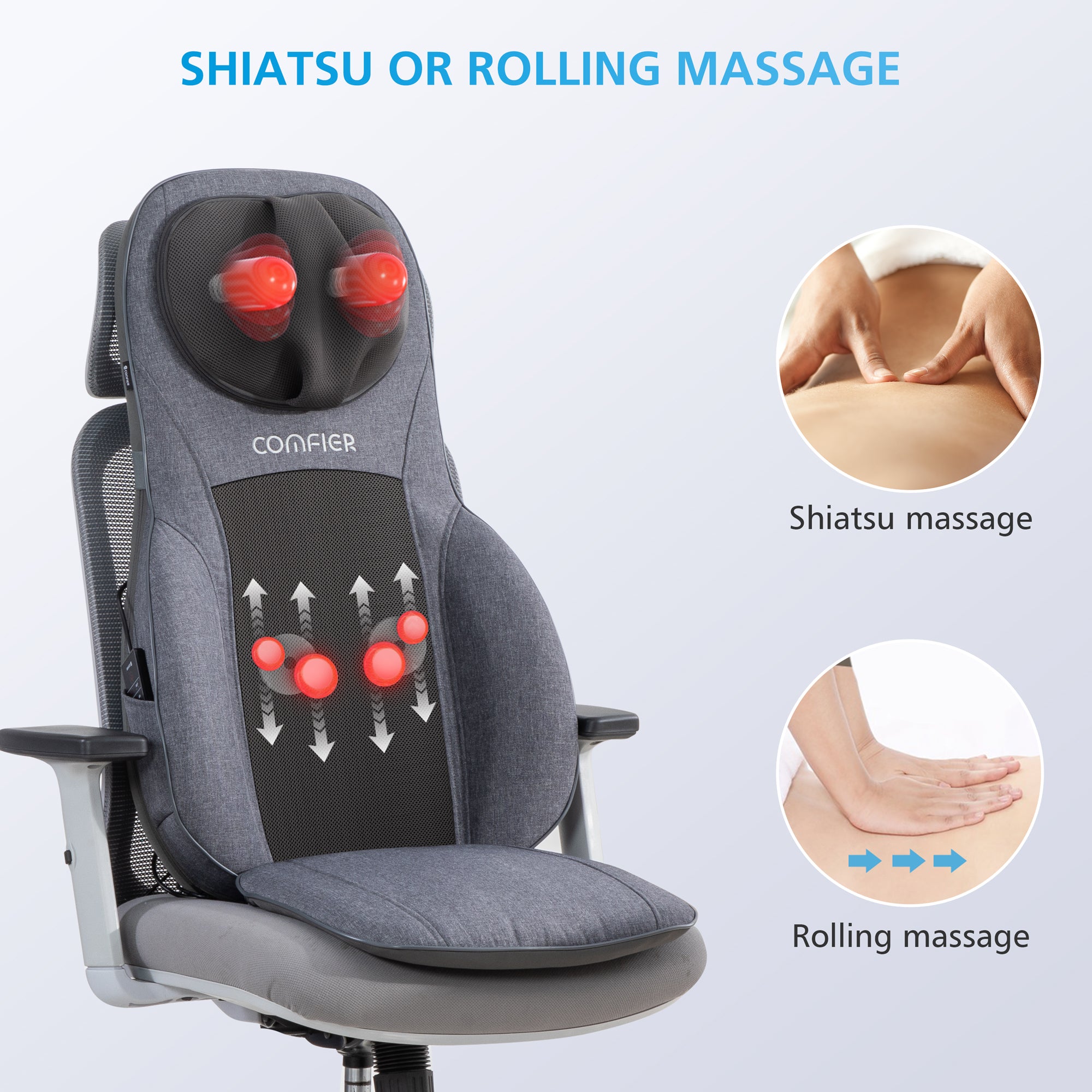 COMFIER Neck Back Massager with Heat, Shiatsu Massage Chair Pad