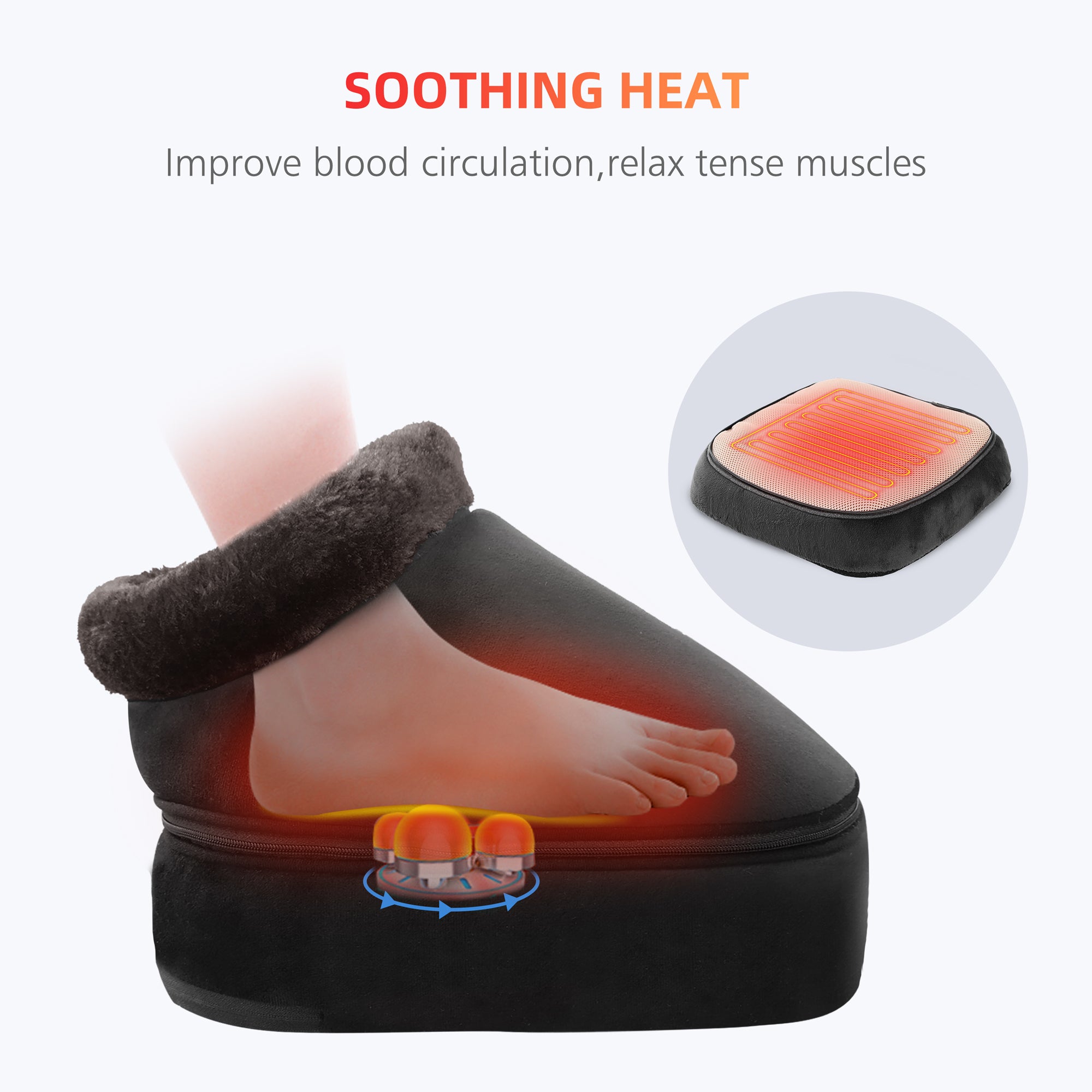 Comfier Shiatsu Foot Massager with Heat, Foot Warmer with Heating Pad (Black) --5202S-BL