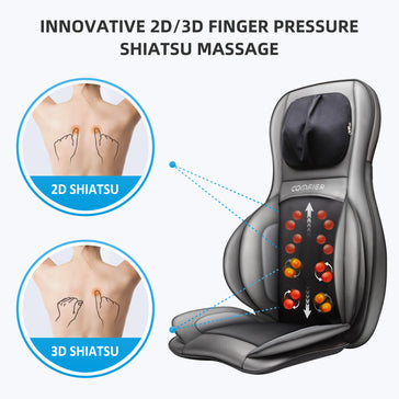 Comfier Shiatsu Neck & Back Massager, 2D/3D Kneading Massage Chair Pad, APP Remote --2309A-APP