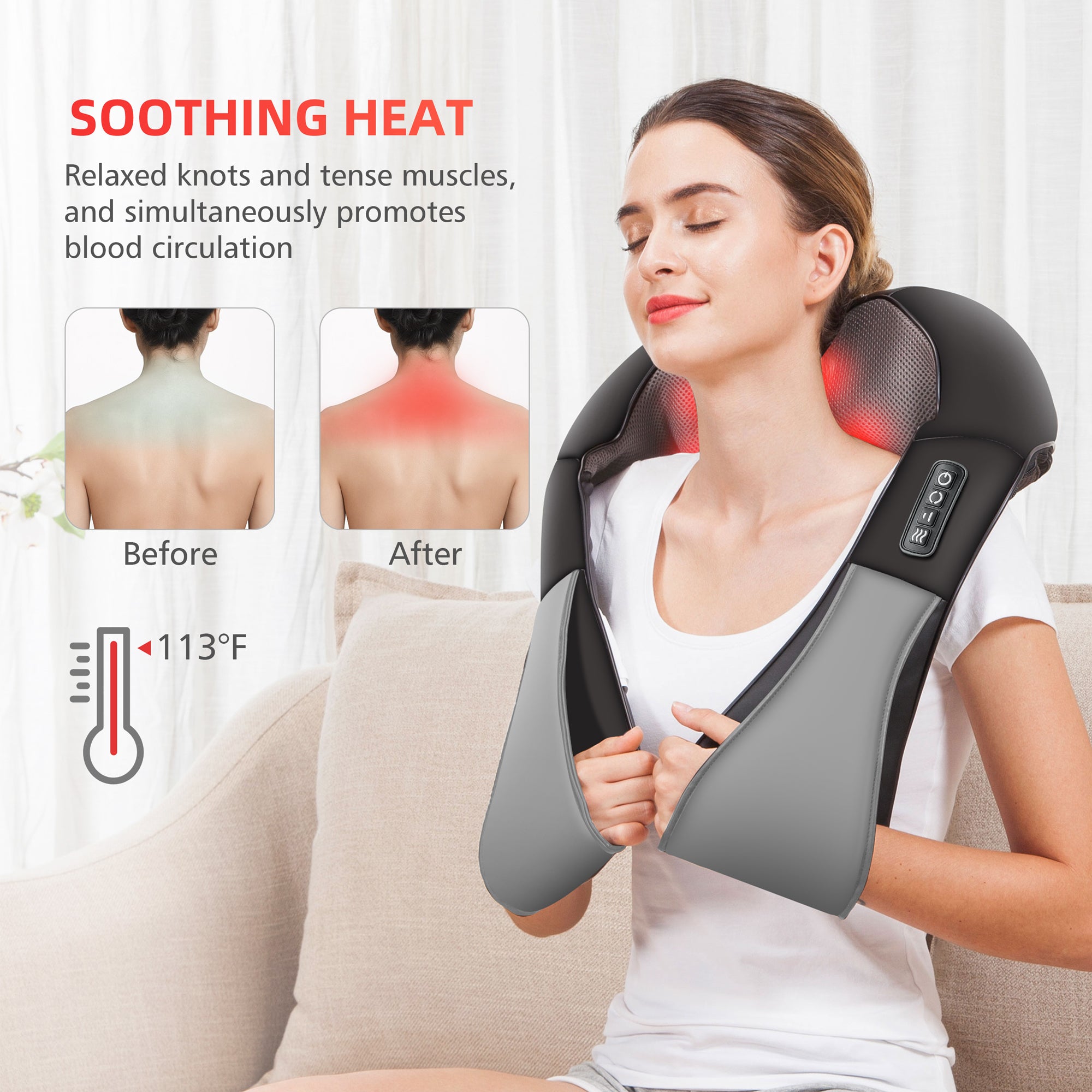 New - Shiatsu Back Shoulder and Neck Deep Tissue 4D Massager with