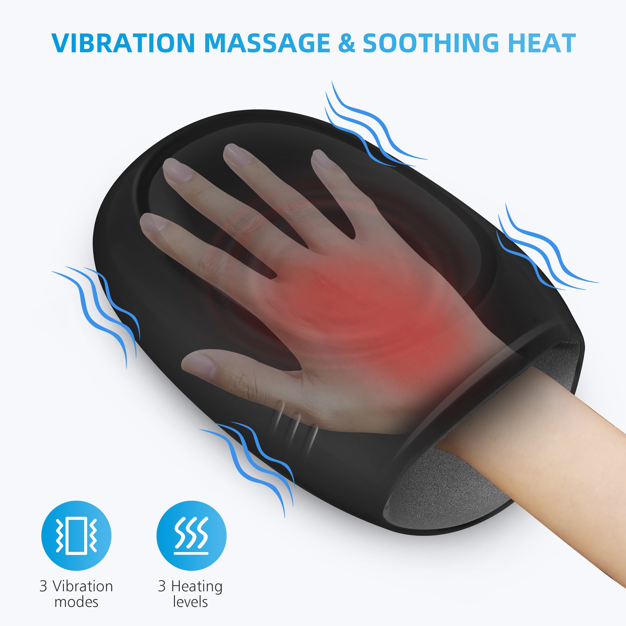 Comfier Electric Wireless Hand Massager with Heat & Compression -4101APP-BL