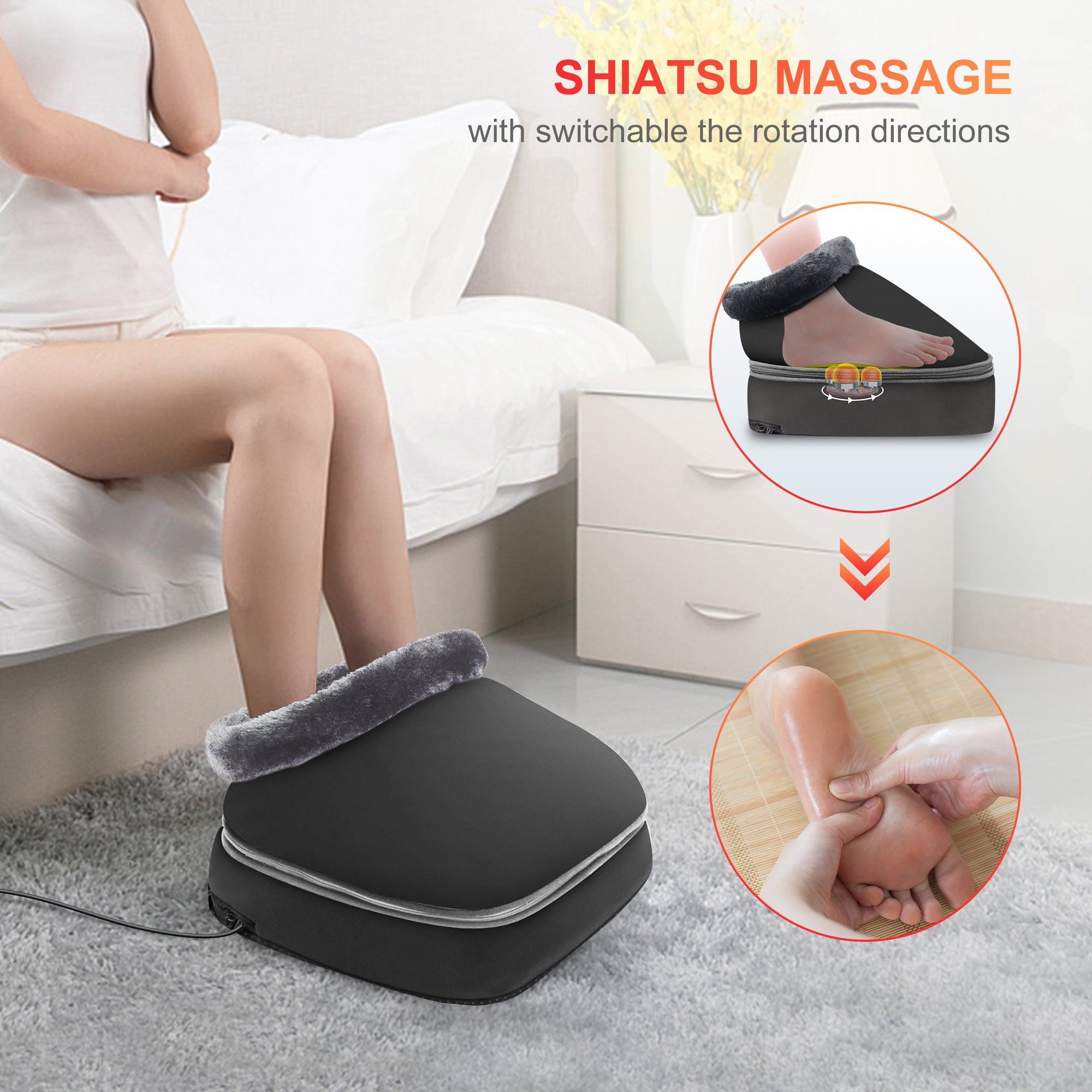 Comfier Shiatsu Foot Massager with Heat Feet Warmer Massage Machine  Electric Heating Pad for Back, Gift For Women Men 