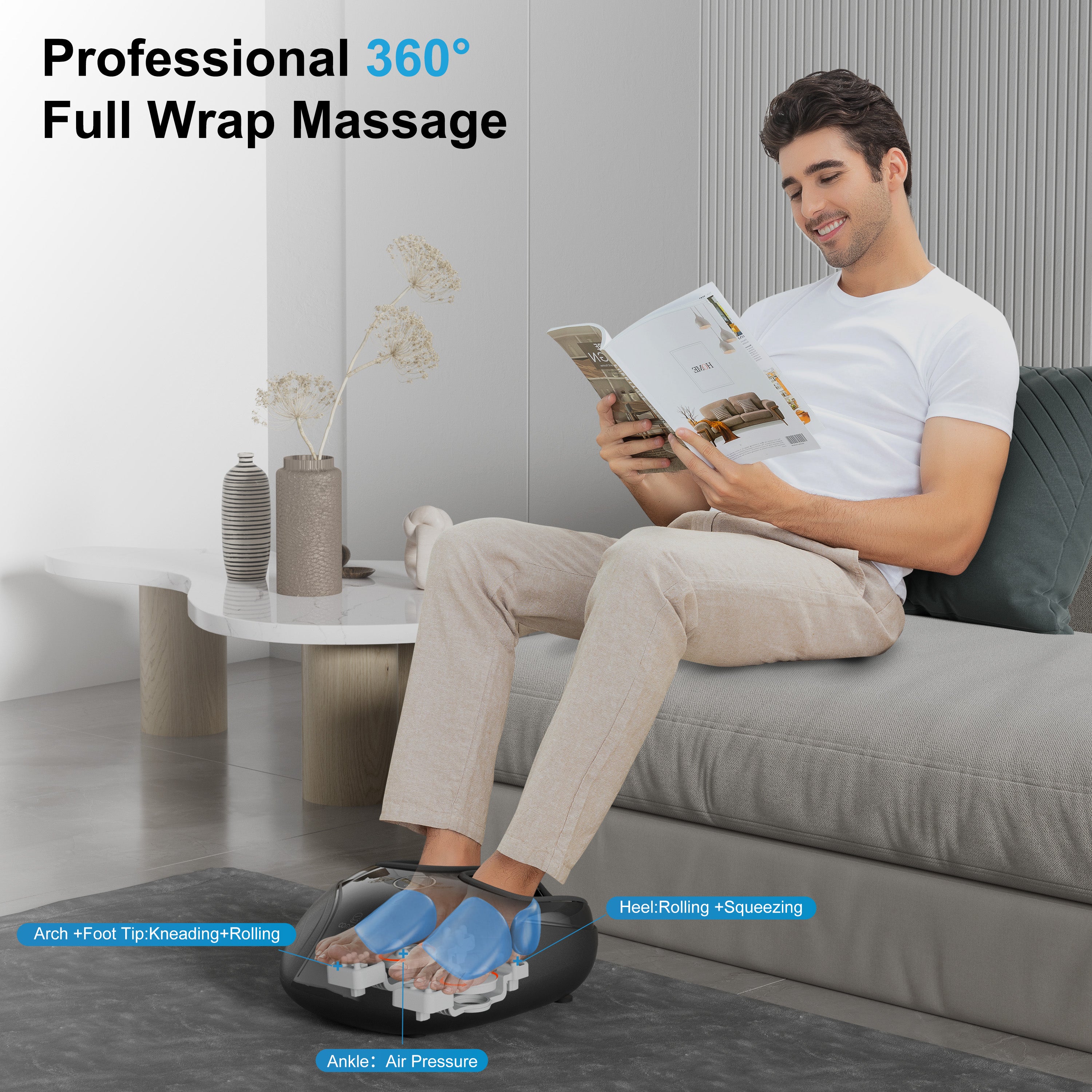 COMFIER Foot Massager Machine with Heat, Shiatsu, Keading Rolling Compression Feet Massager --CF-5003