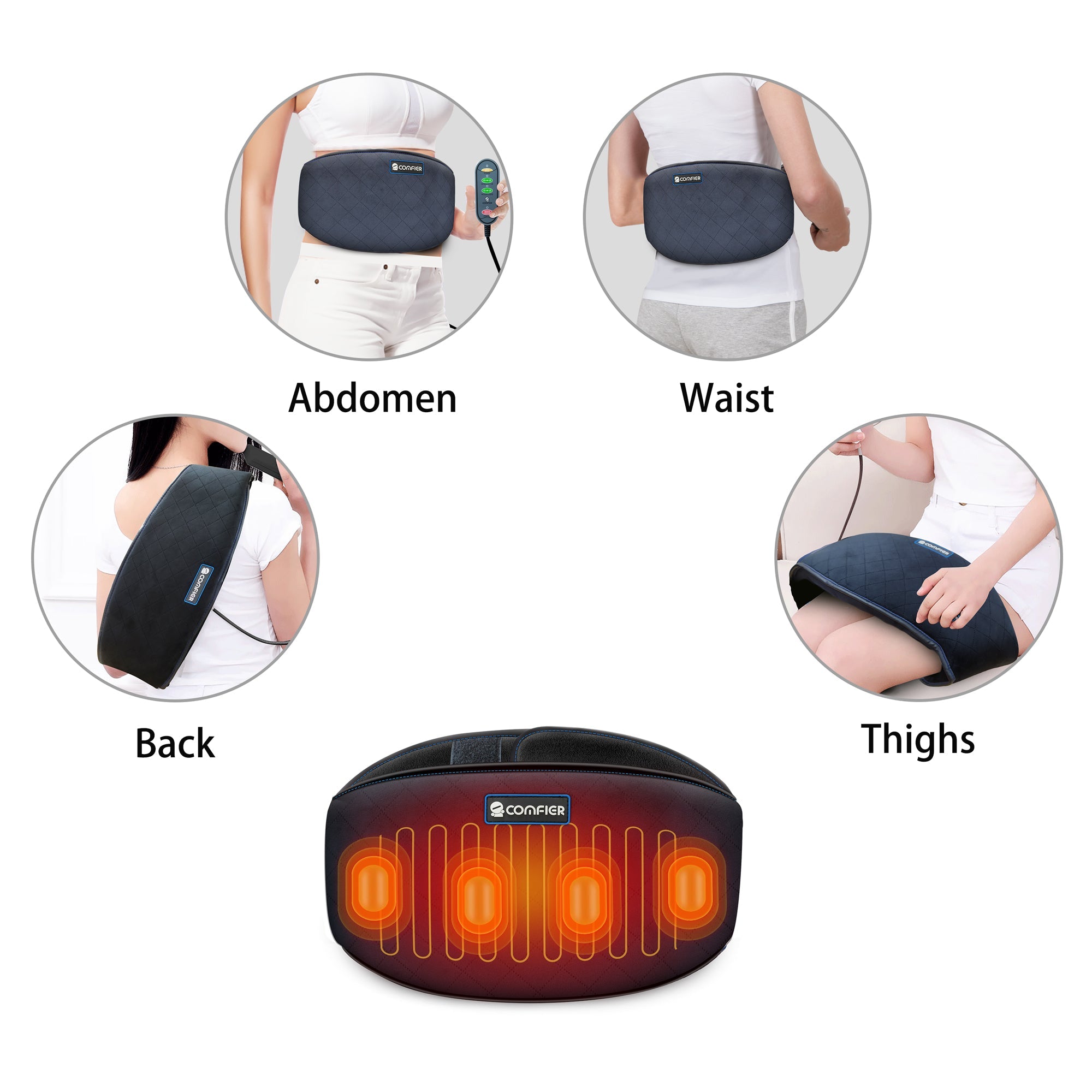 Certified Refurbished - Comfier Heating Pad for Back Pain - Heat Belly Wrap Belt with Vibration Massage for Abdominal,Cramps Arthritic Pain Relief - 6006N-USED
